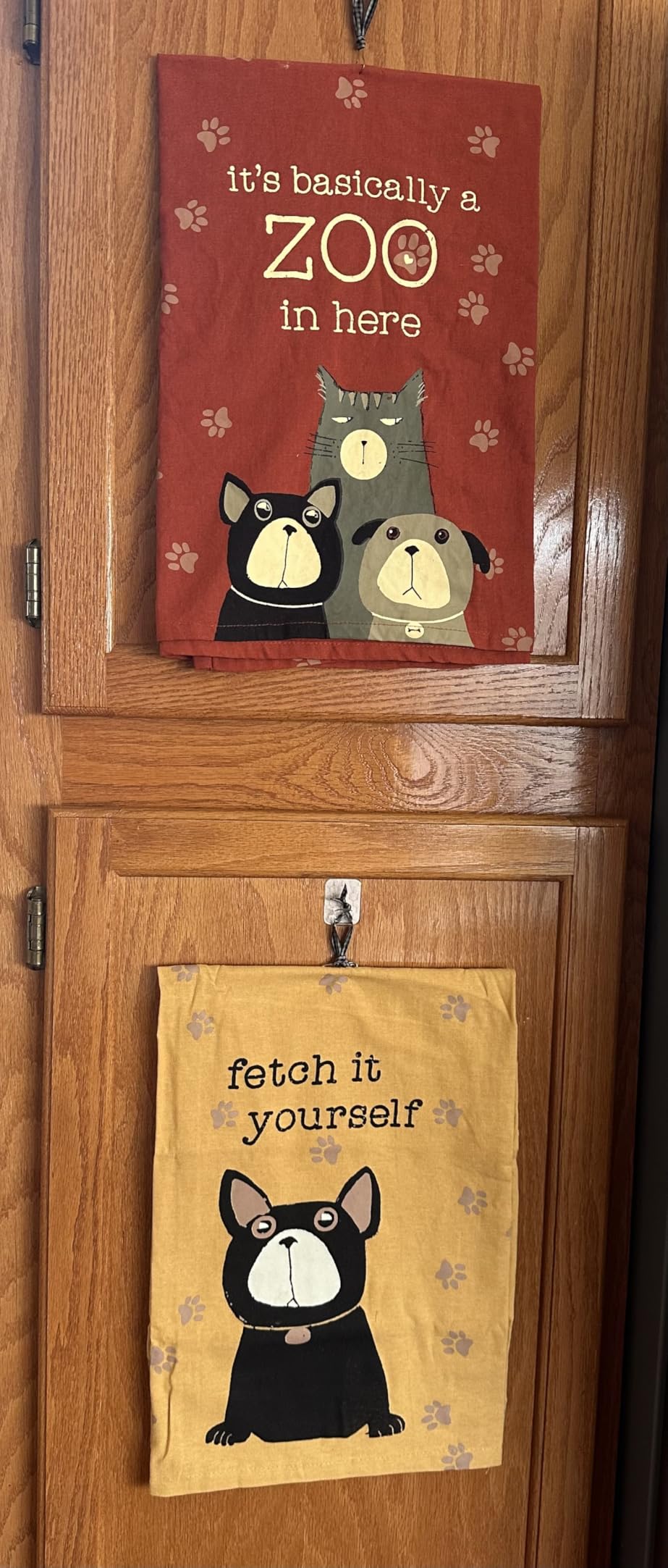 Primitives by Kathy Funny Kitchen Towel, Gifts for Dog Lovers, Bandana Dog Every Meal You Make I'll Be Watching You, Machine Washable, 28 by 28 Inches, Rustic Pet Kitchen Décor, Tan Cotton customer photo 1