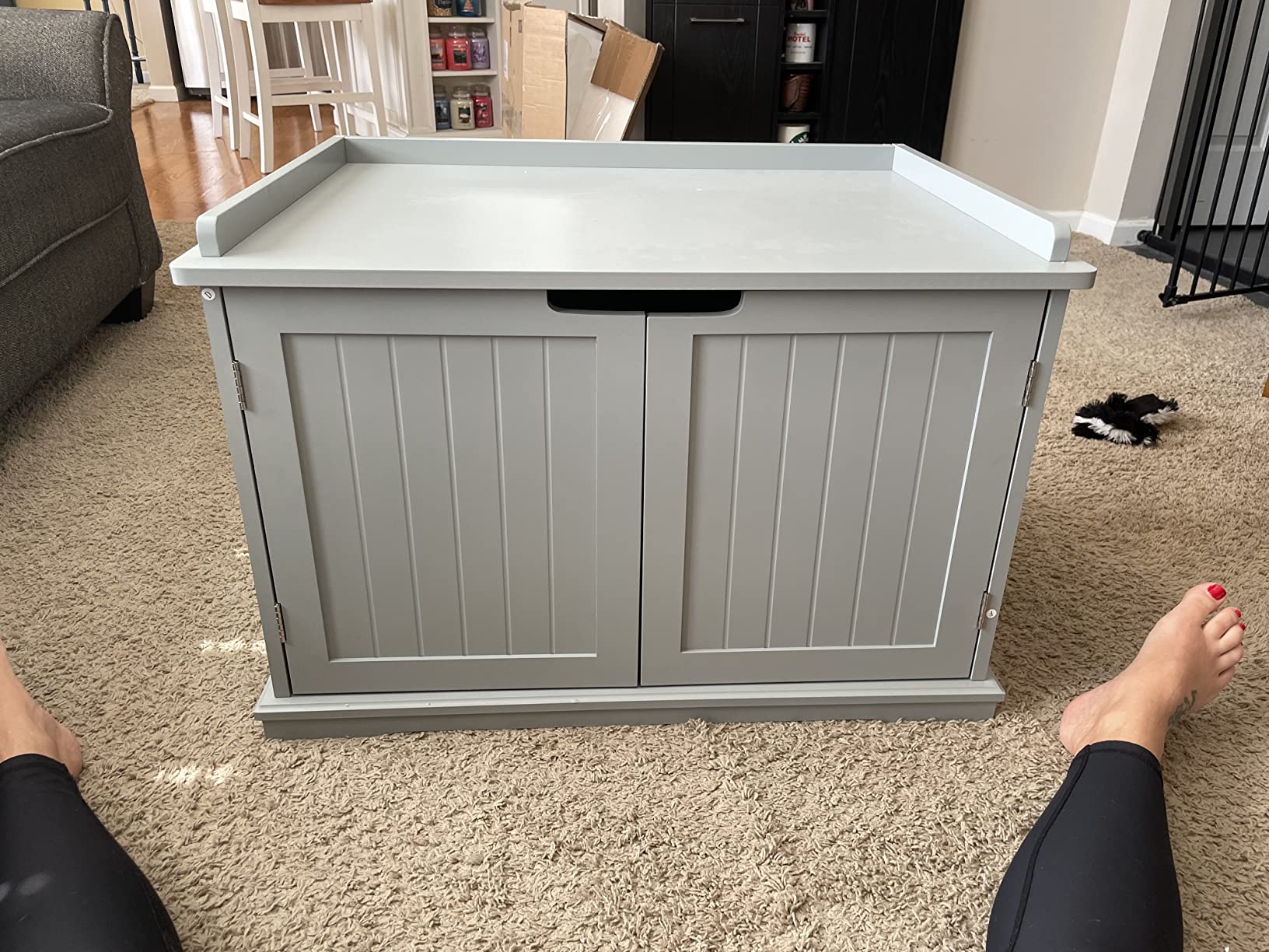 unipaws Cat Litter Box Enclosure Furniture, Cat Washroom, Hidden Litter Box Cover, Cabinet for Large Cat, Dog Proof Cat Litter Boxes, Hideaway Litter Box, Cat House, White customer photo 2