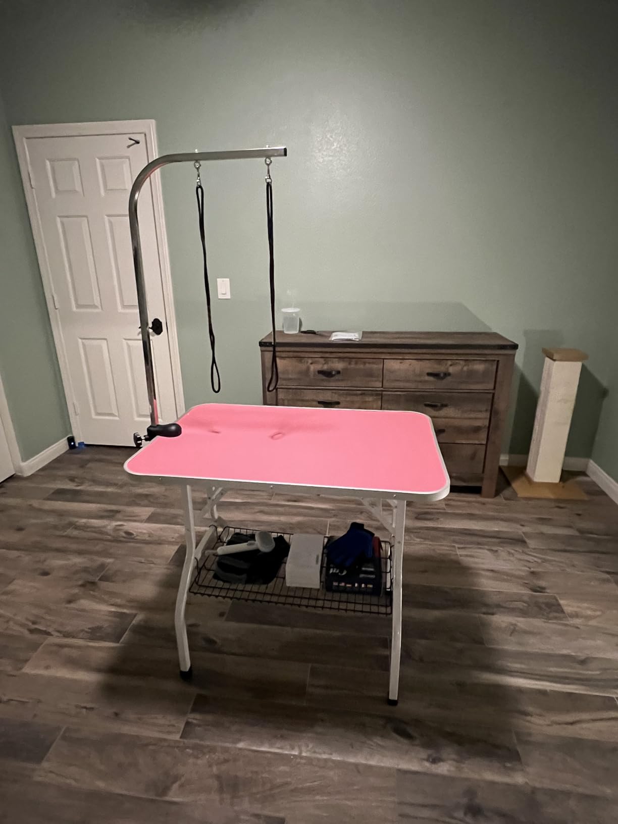 Topeakmart Folding Dog Grooming Table - Professional Pet Cat Trimming Table w/Adjustable Arm Clamp/Noose/Mesh Tray L36in x W24in x H30in Black Maximum Capacity Up to 220lbs customer photo 1