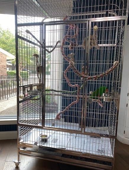 Prevue Pet Products Imperial Extra Large Stainless Bird Cage - Big Birdcage Ideal for Parrots, Cockatoos, Macaws, Included Perch and Cups, Durable Cage with Wheels - Gray, Extra Large customer photo 2