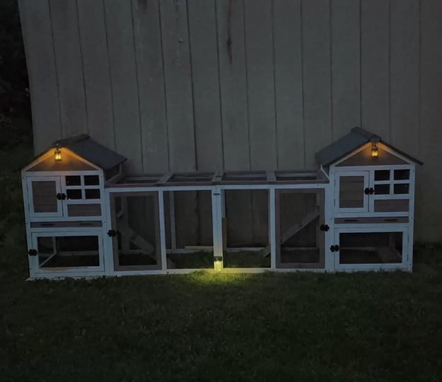 Aivituvin Rabbit Hutch Indoor Outdoor 51.6''L Chicken Coop Bunny Cage with Run, Guinea Pig House Pull Out Upper Tray (51.6