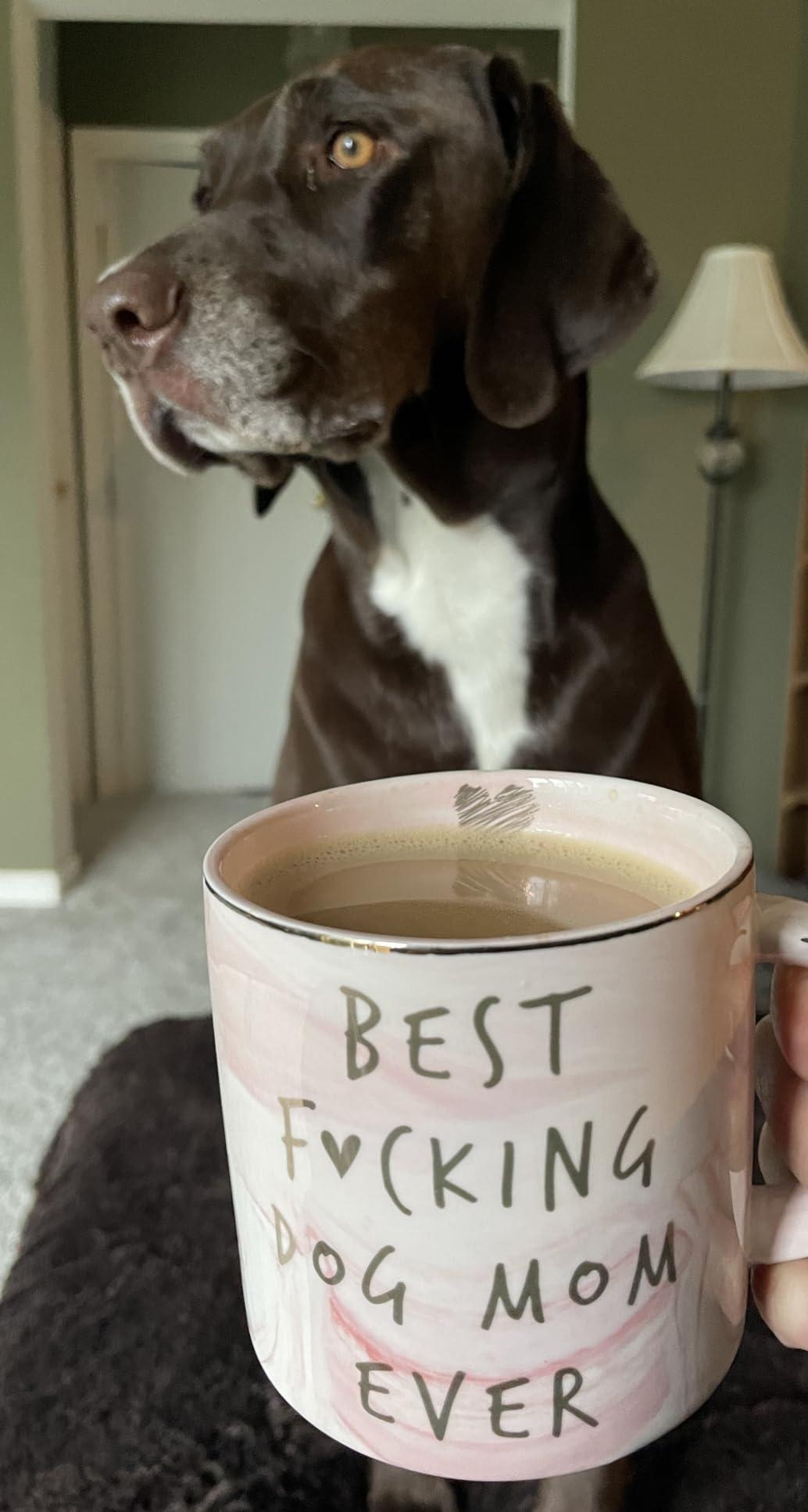 Dog Mom Gifts - Best Dog Mom Ever - Funny Birthday Gift For Dog Lovers Women - Cute Pink Marble Mug, 11.5oz Coffee Cup customer photo 1