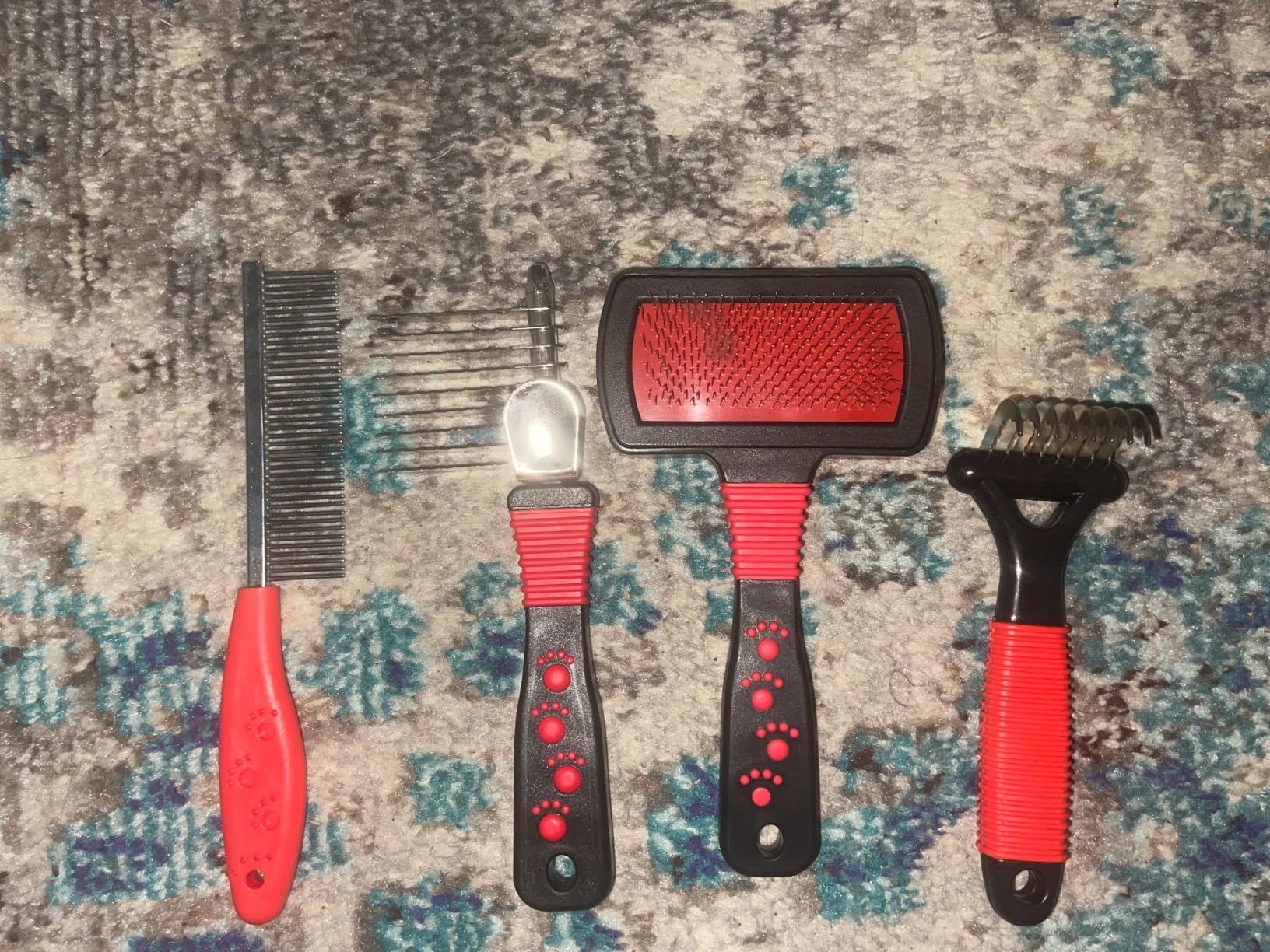 4 Pieces Pet Grooming Kit - Dematting Combs, Slicker Brush, and Steel Comb for Removing Knots and Hair from Dogs, Cats, and Poodles customer photo 2