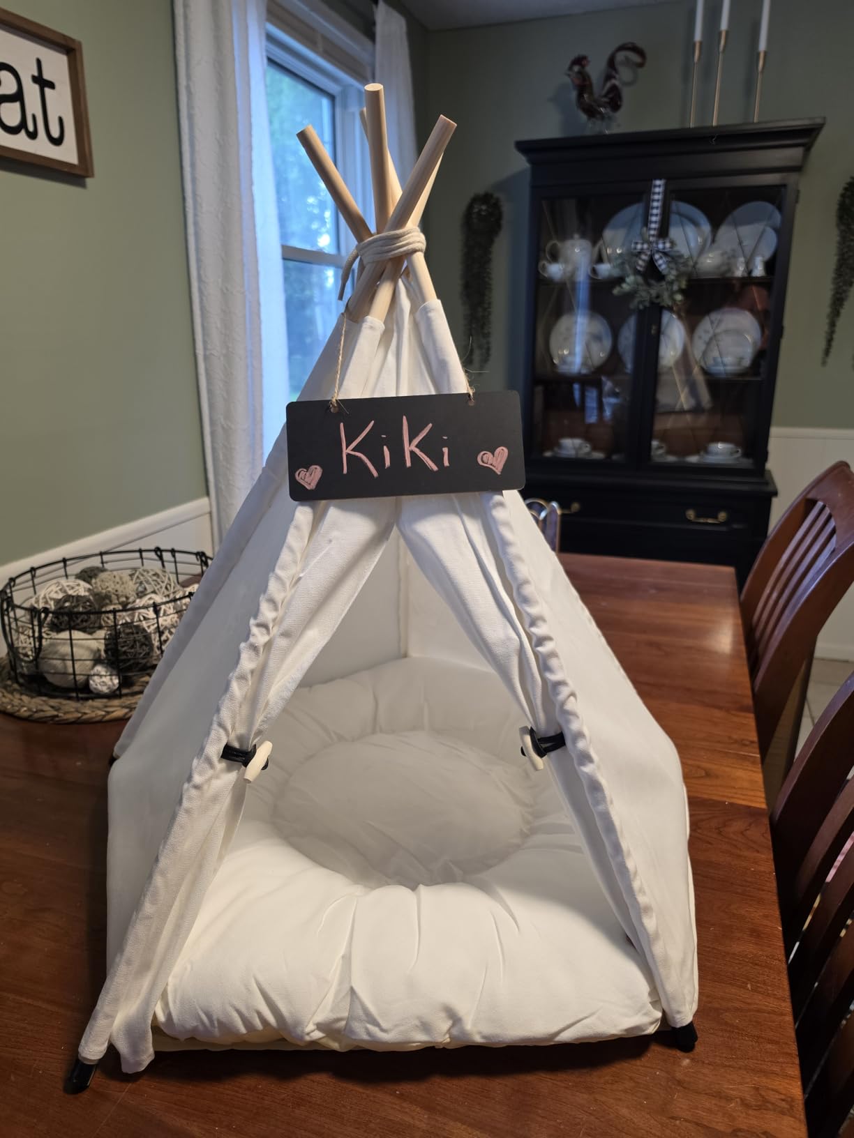 Pet Teepee Dog & Puppy Cat Tents Tipi Bed Portable Houses with Thick Cushion for Pets Up to 15lbs customer photo 1