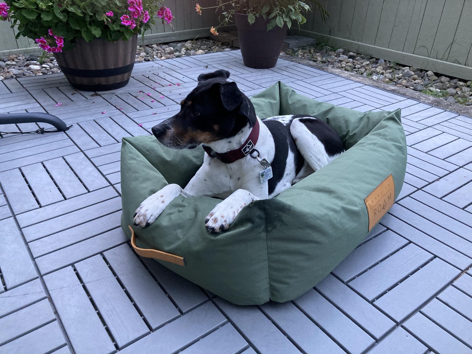MADE TO ROAM Premium Lunar Bed - Durable Water-Resistant Washable Oxford Fabric with Shredded Memory Foam Dog Bed for Medium and Large Dogs (Oregon Haze, Medium) customer photo 2