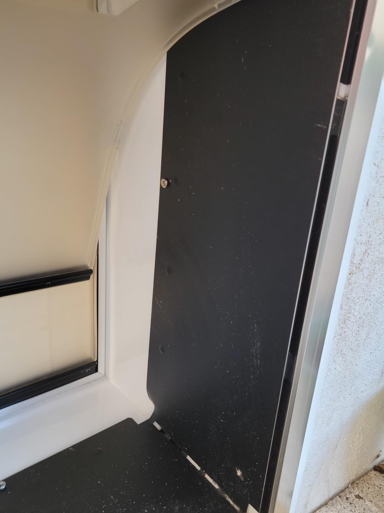 Cat Door for Wall, Energy Efficient Pet Door with Steel Frame, Telescoping Tunnel, Double Magnetic Flaps and Two Sliding Lock Panels, Easy to Install, Milky White, Small customer photo 2