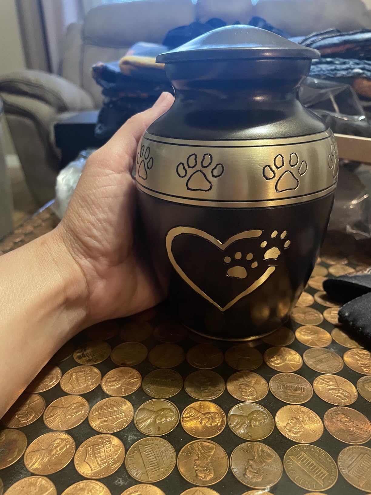 Pet Urns for Dogs Ashes - Medium Pet Cremation Urn with Paw Print, Holds Ashes Up to 55lbs, Elegant Slate Gray Memorial Urn for Dogs & Cats customer photo 2