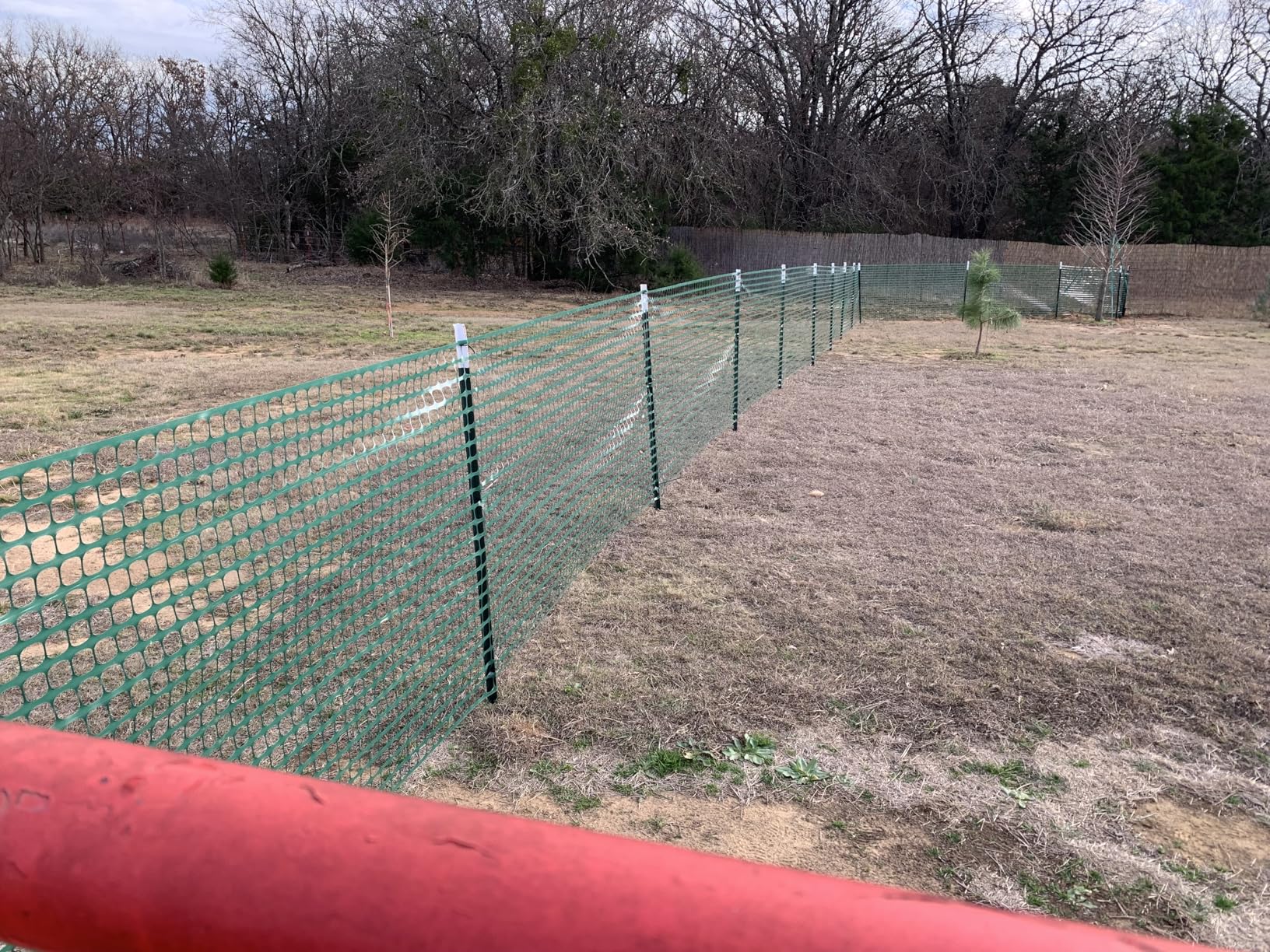 PotatoLife Plastic Mesh Fence Safety Fence, 4'x100' Roll with 100 Zip Ties, Reusable Temporary Netting for Garden Fencing, Construction, Snow Fencing, Animal Barrier, Poultry, Deer, Patio, Green customer photo 1