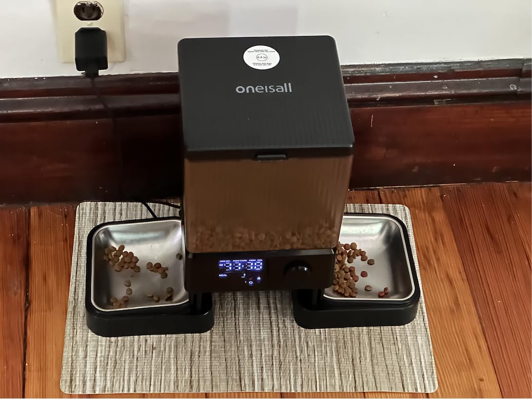 oneisall Automatic Cat Feeder for 2 Cats, 20 Cups/5L Automatic Cat Food Dispenser for Small Pets Indoor, Timed Cat Feeder for Dry Food | Prevent Fighting, Precise Portion, Balanced Dispense, Non-Slip & Stable, Voice Recorder, Stainless Steel Bowls customer photo 2