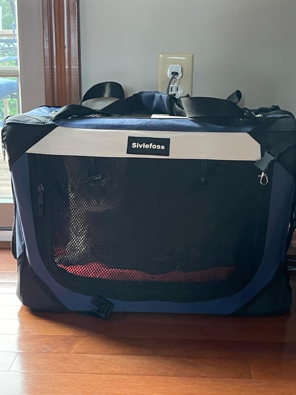 Large Cat Carrier Collapsible Travel Dog Crate Portable Soft-Sided Pet Kennel with Super Soft Warm Plush Pillow for Indoor and Outdoor 20x14x14in, Sky Blue customer photo 1