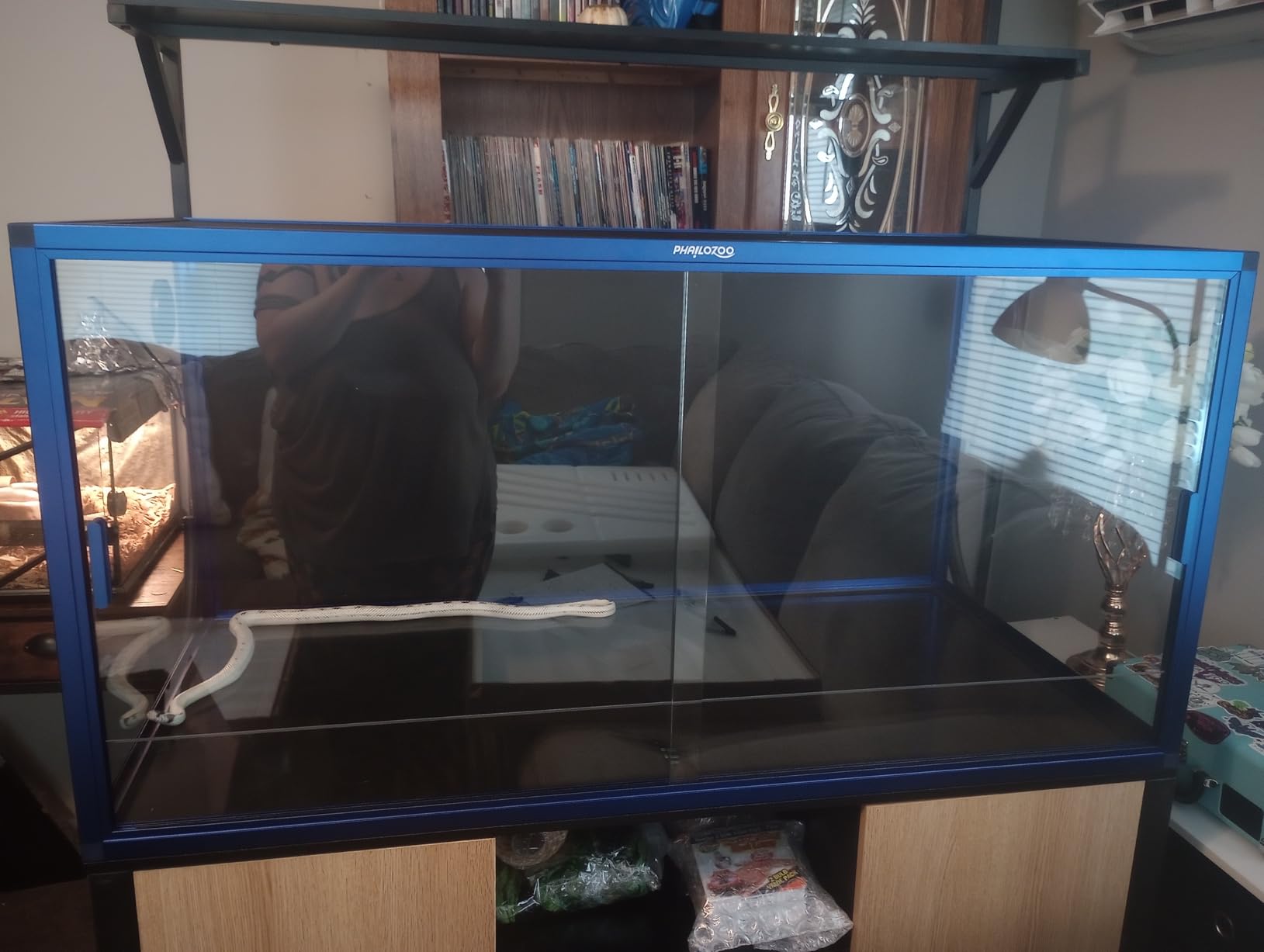 Phailozoo Stackable Reptile Enclosure, 85 Gallon Reptile Tank for Bearded Dragon, Snake, Ball Python, Colorful Aluminum Frame & Front Opening Tempered Glass Door with Handles for Easy Maintenance customer photo 1