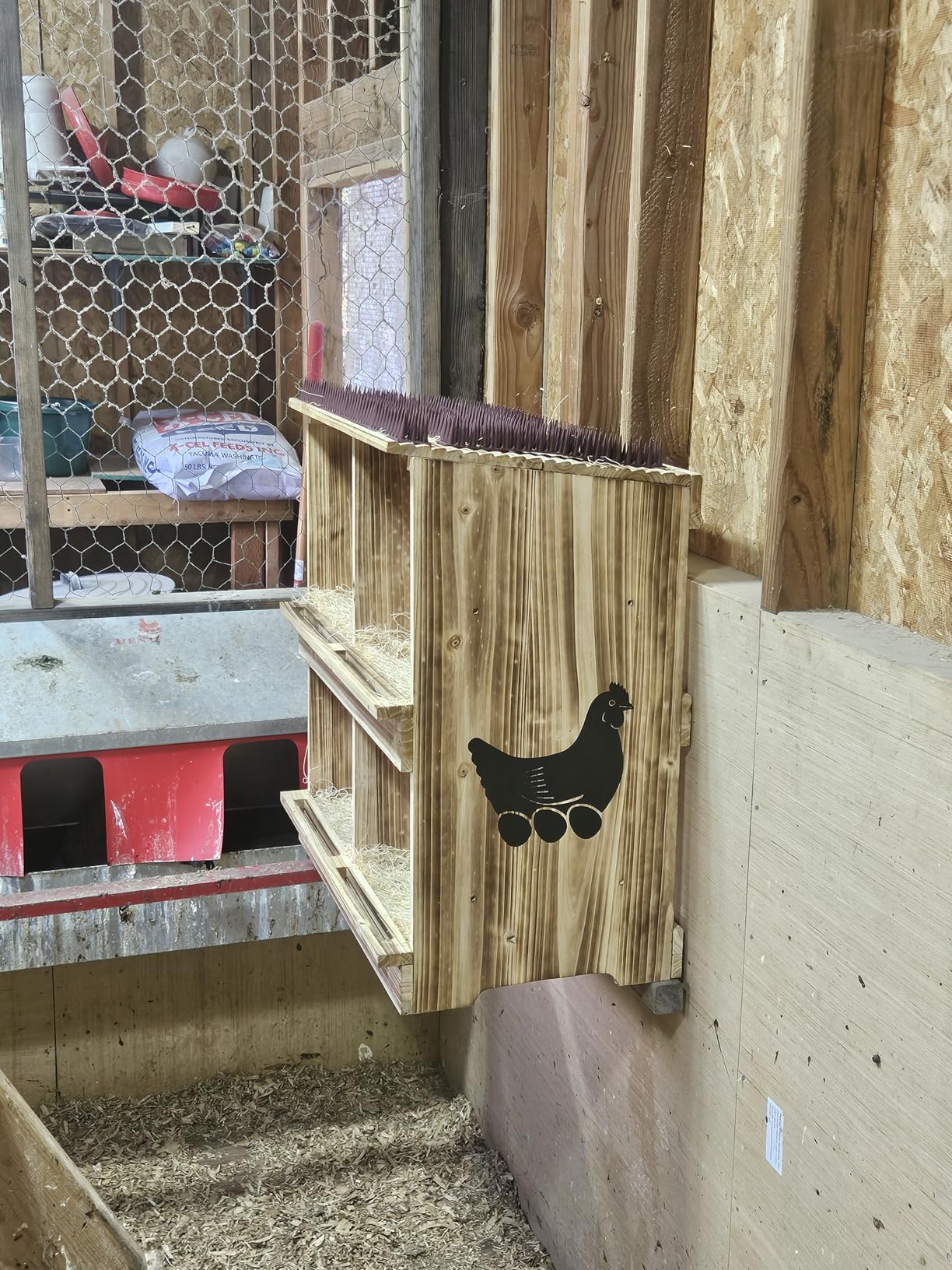 Nesting Boxes for Chickens - Wooden Chicken Nesting Box for Poultry Heavy Duty 4 Compartments Laying Eggs Nest Box Wall Mount customer photo 1