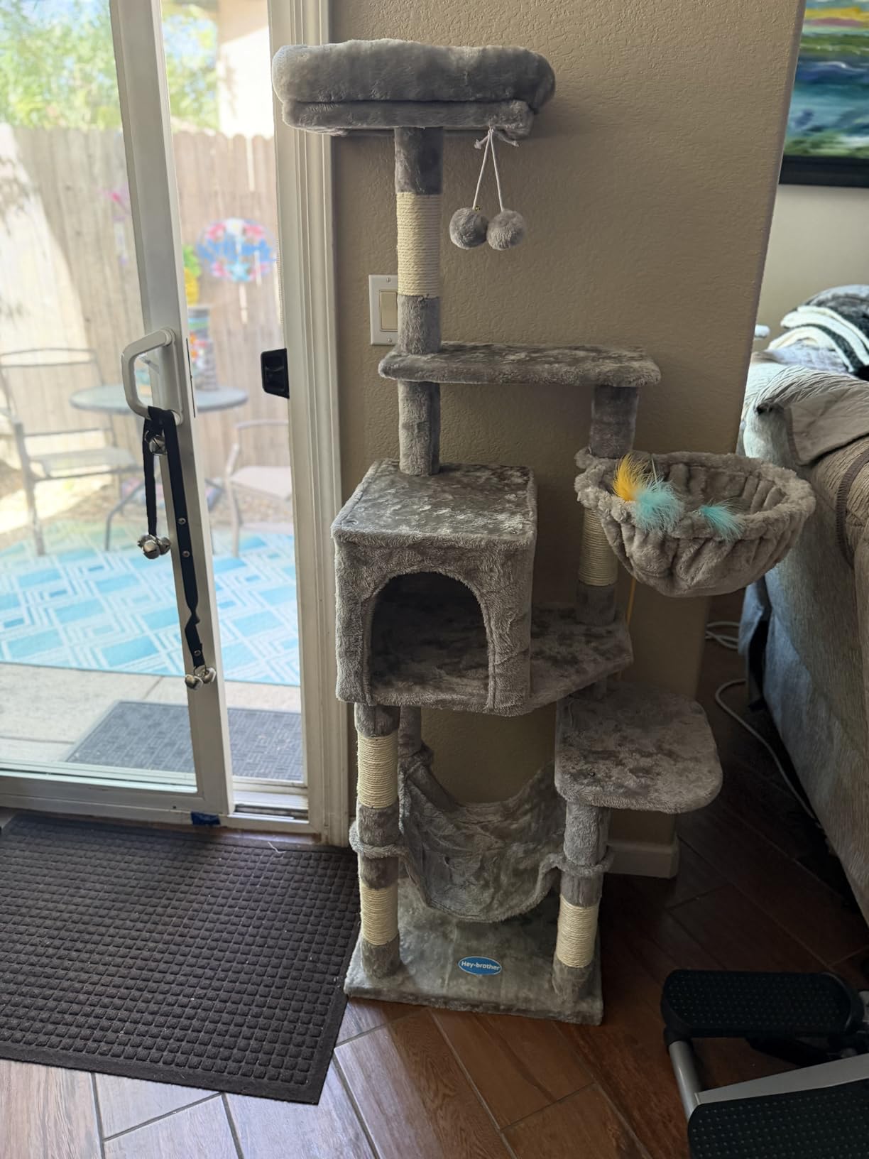 Hey-brother Cat Tree with Large Hammock, Multi-Level Cat Tower for Indoor Cats, Cat Condo with Sisal-Covered Scratching Posts and Top Perch, Light Gray MPJ050W customer photo 2