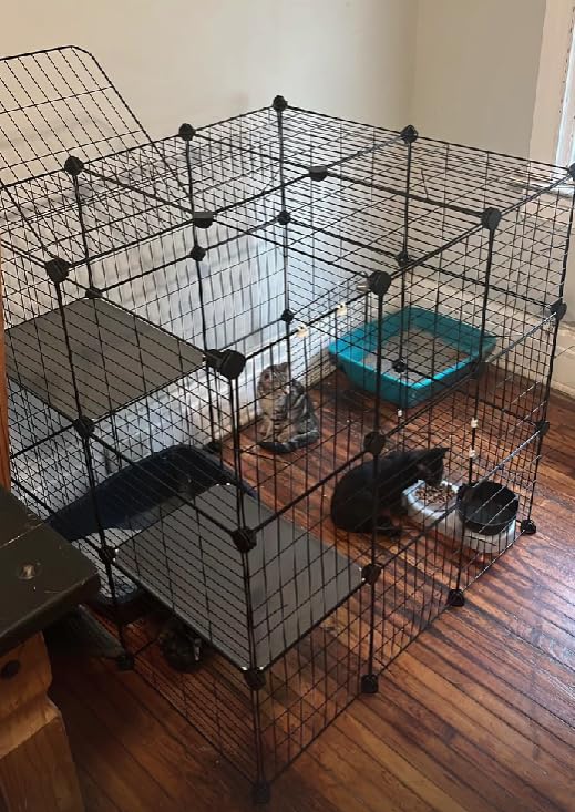Oneluck 3-Tier Cat Cages Indoor Enclosure DIY Cat Playpen Catio Detachable Metal Wire Kennels Cats Crate Large Extra Exercise Place Ideal for 1 Cat, 35.4 Inches customer photo 1