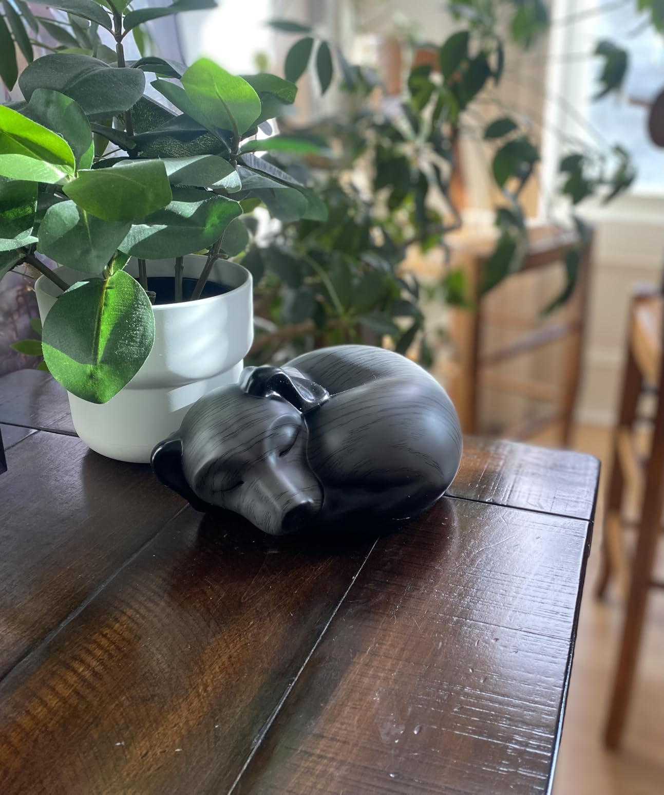 Pet Urns, Sleeping Resin Cremation Dog Urn, Dog Urns for Ashes, Small Animal Urn (Black Walnut) customer photo 2