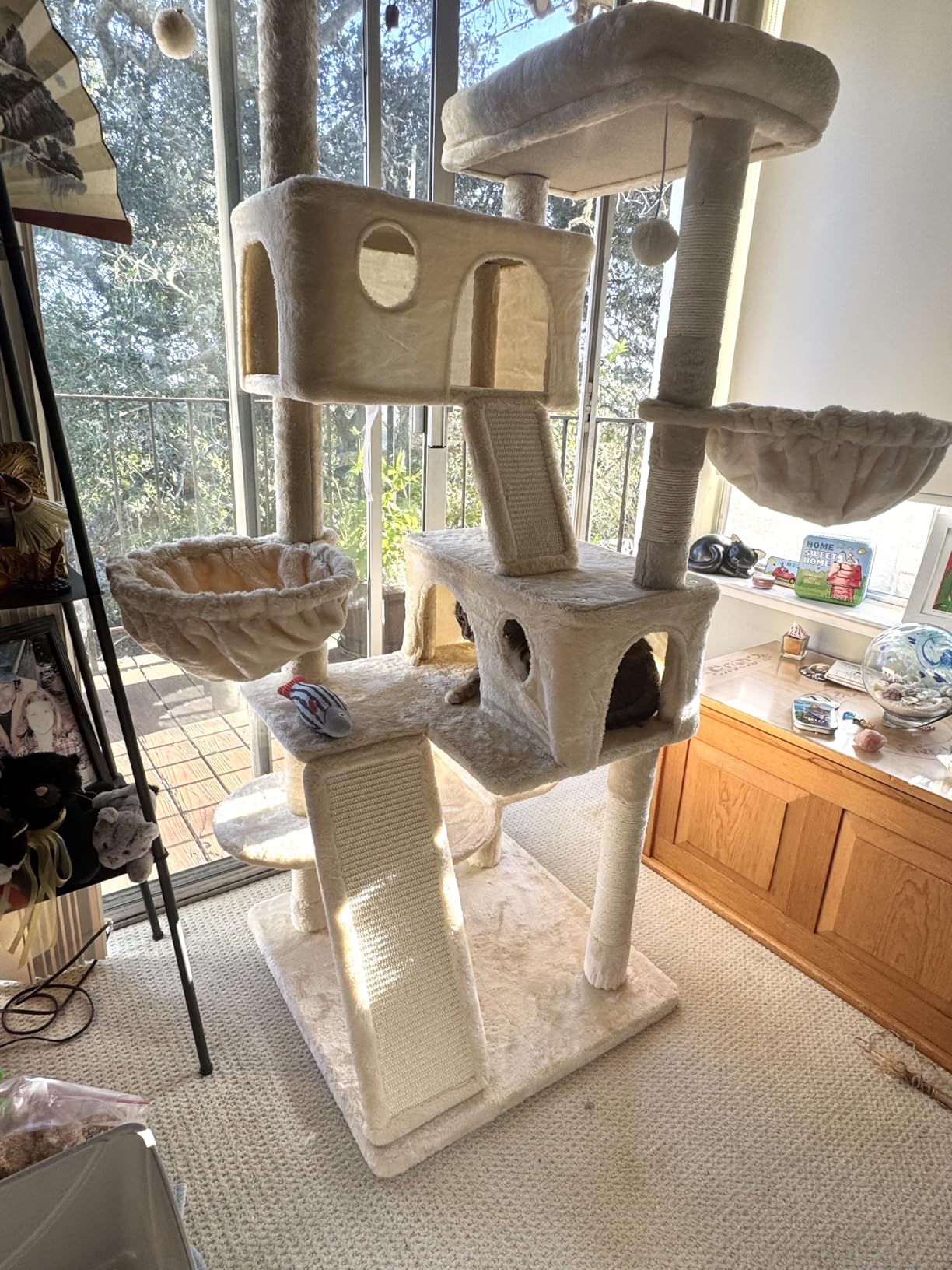 SHA CERLIN 65in Larger Cat Tree Tower Condo for Indoor Kitties/Multi-Level Furniture Activity Center with Wide Base/Cozy Plush Cat Perches/Baskets/Sisal Scratching Posts and Hammock/Beige customer photo 2