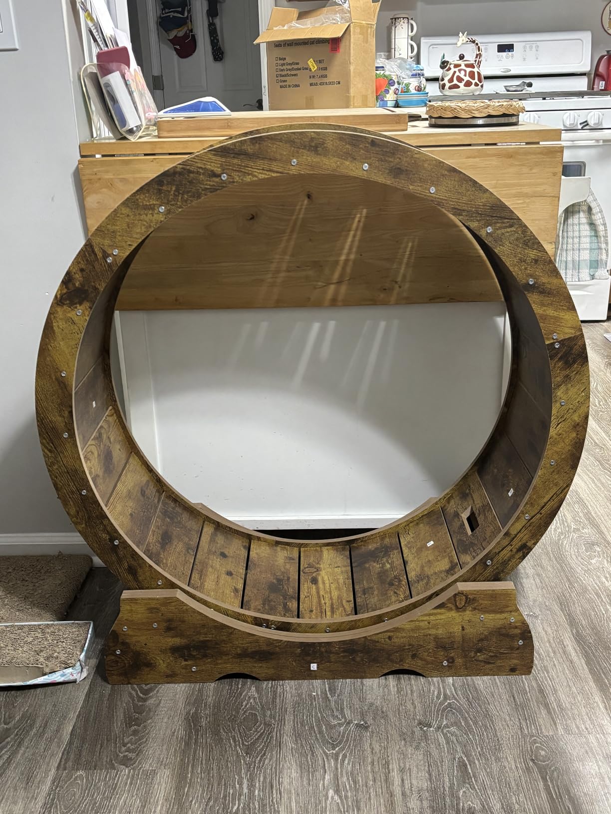Cat Exercise Wheel for Indoor Cats - Large Running Wheel for Small Animals With Locking Mechanism (35.4”, Rusty Brown) customer photo 1