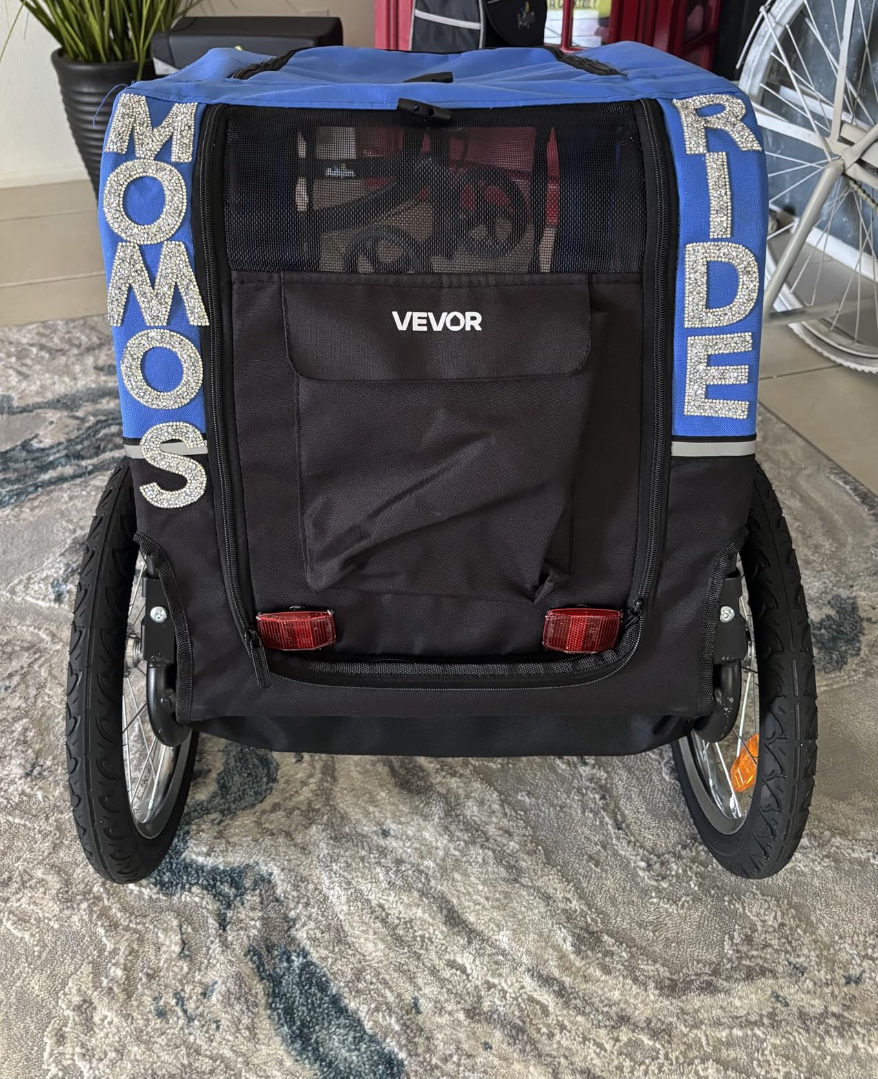 VEVOR Dog Bike Trailer, Supports up to 66 lbs, Pet Cart Bicycle Carrier for Small & Medium Dogs, Easy Folding Frame with Quick Release Wheel, Universal Bicycle Coupler, Reflector, Flag, Internal Leash customer photo 1