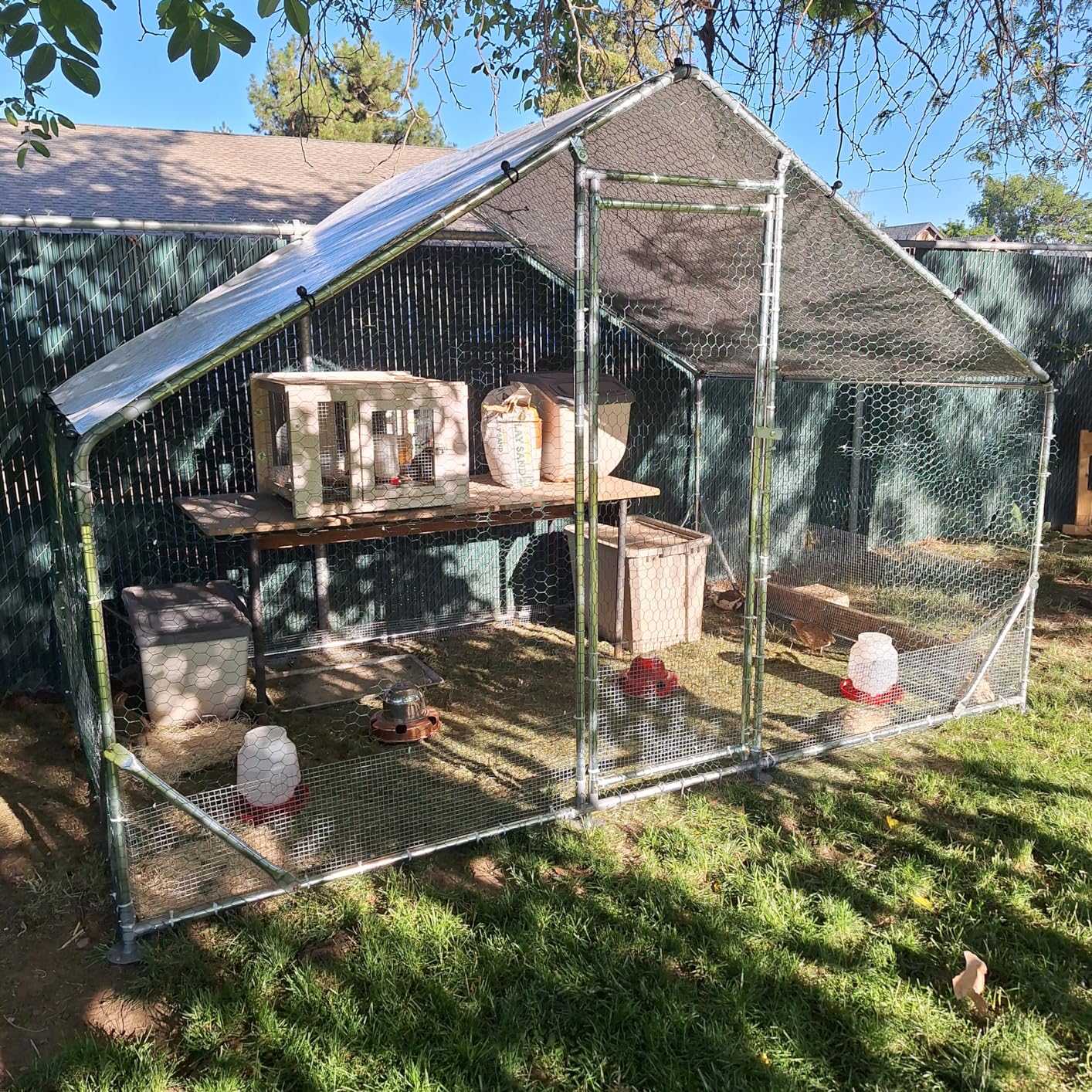 Metal Chicken Coop 13x10x6.56ft Large Walk-in Poultry Cage for 10-20 Chickens Chicken Run Hen Rabbit Duck House with Waterproof Cover for Outdoor Farm Use customer photo 1