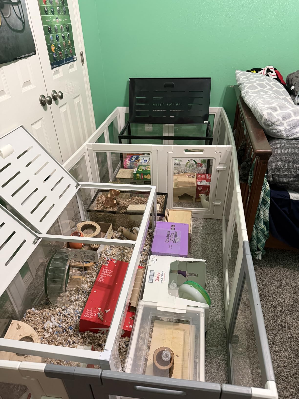 BUCATSTATE Hamster Cage Metal 3.0 - Chewproof Large Rat Cage Stackable with Top Access Easy Assemble 47L x 23.6W x 25.5H Inches Dwarf Syrian Hamster Tank for Gerbil Mouse (7.75 ft², Black) customer photo 1