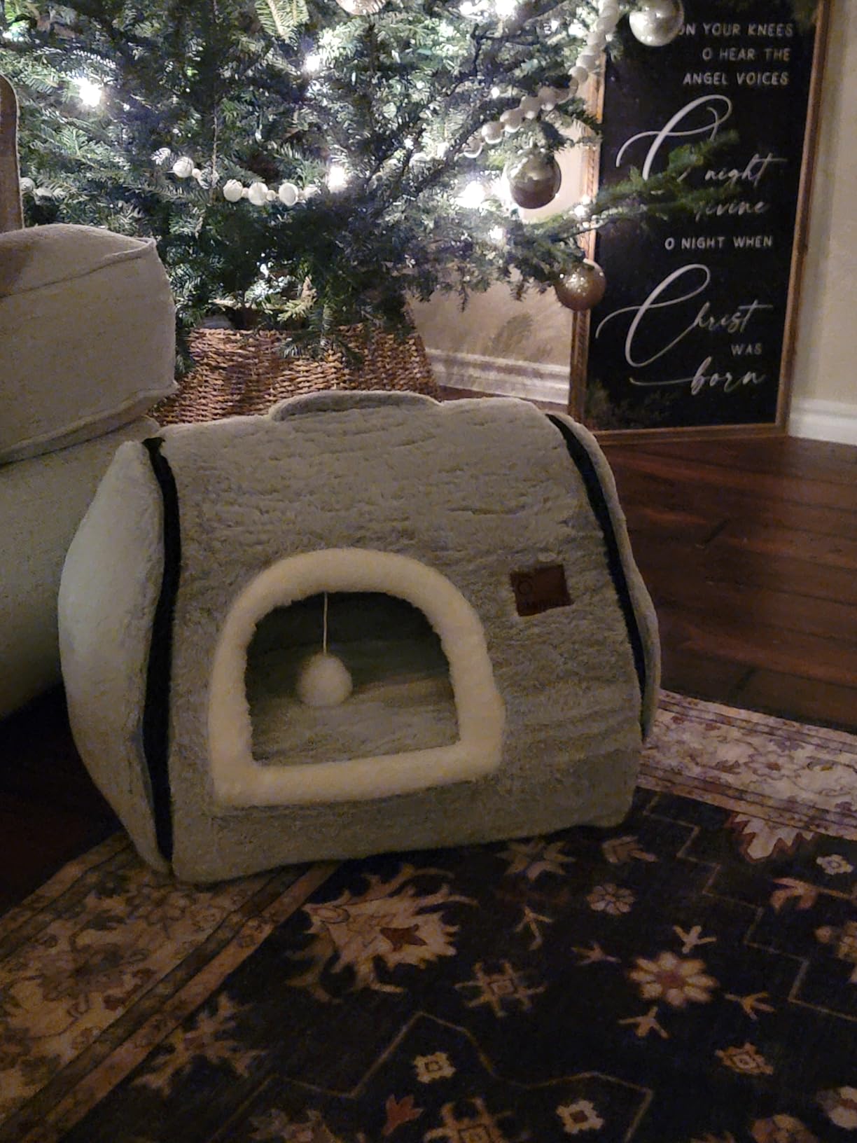 cat Bed cave-cat beds for Indoor Cats,Soft and Comfortable,Cute cat House,with Removable Washable Cushioned Pillow,Enclosed cat Bed,Kitty pet hut、Hideaway,Small Dog Tent,Grey customer photo 2