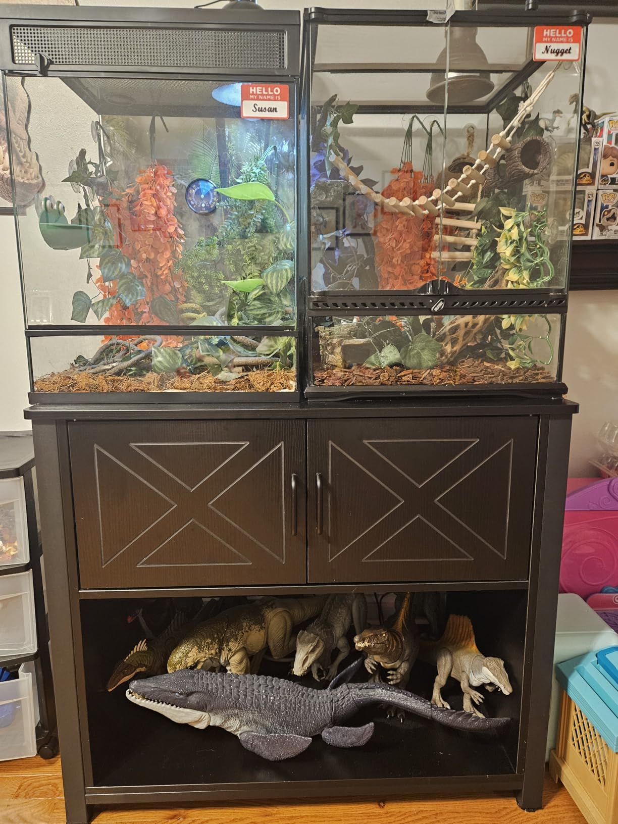 BEURUKU 55-75 Gallon Fish Tank Stand with Cabinet, Aquarium Stand for Fish Tank Accessories Storage, Heavy Duty Metal Terrarium Stand, 52