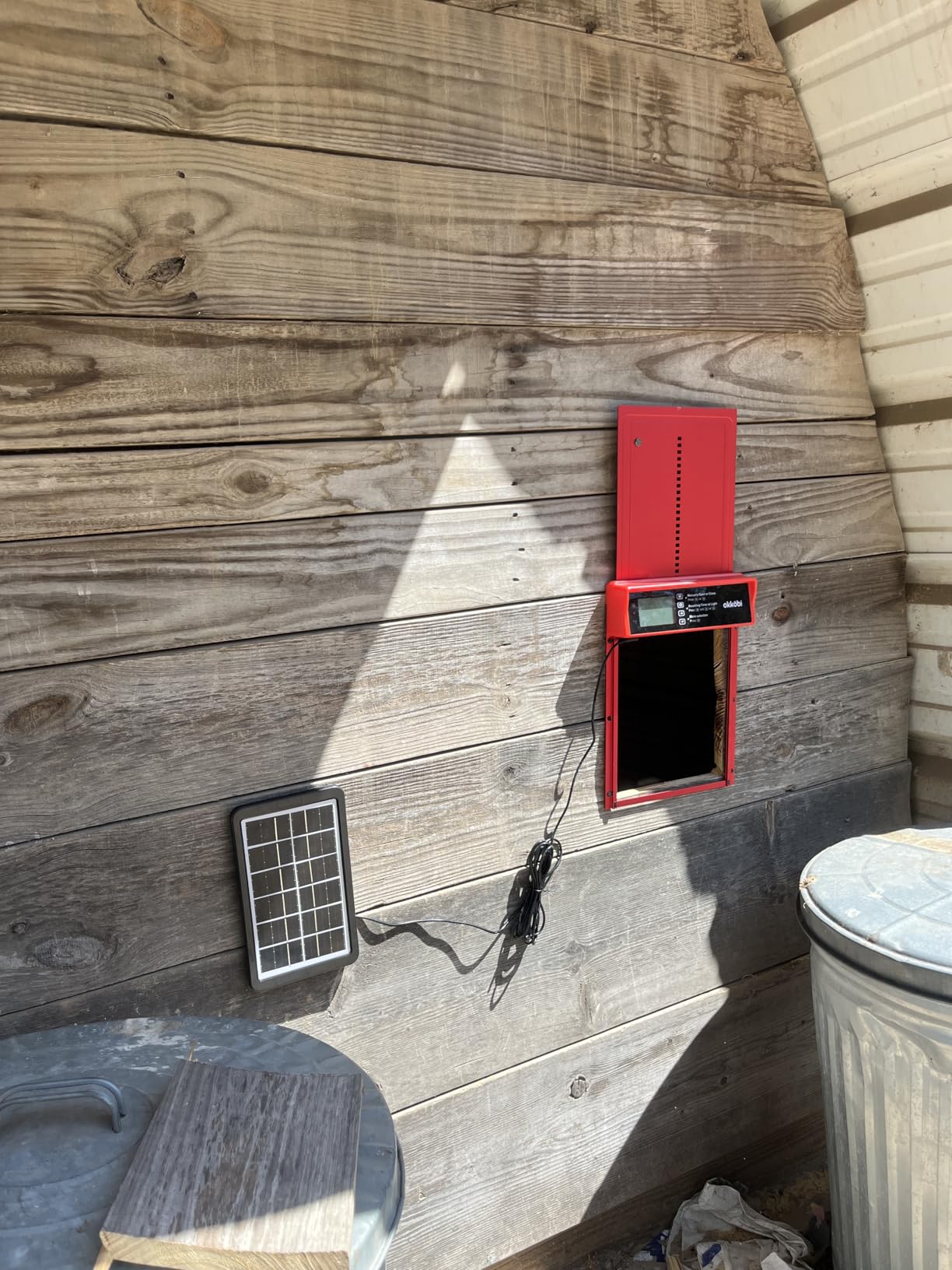 Okkobi Automatic Chicken Coop Door Solar Powered - LCD Display - Chicken Coop Door with Remote Control, Light Sensor & Timer - Security & Peace of Mind: Anti-Pinch Function - 5-Year Protection - Grey customer photo 1