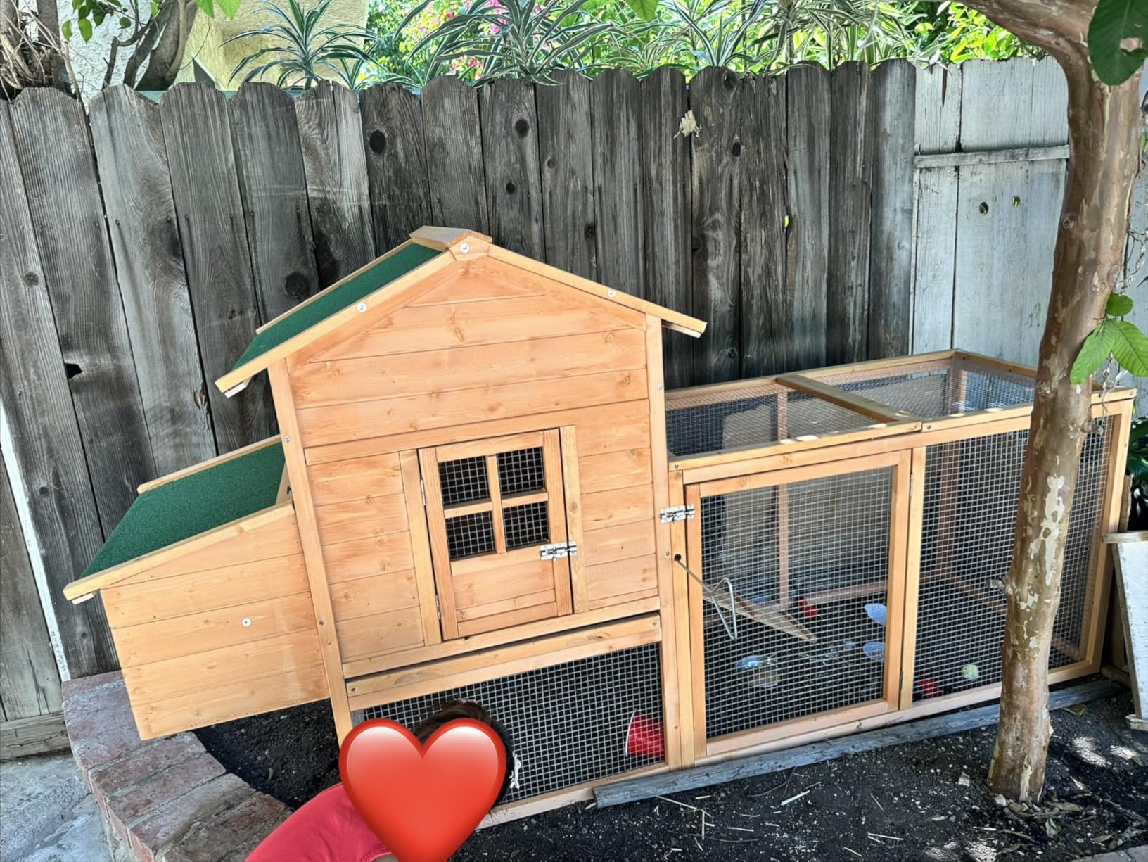 Outdoor Chicken Coop for 2-4 Chickens Wooden Hen House Poultry Pet Hutch Run Cage w/Waterproof Asphalt Roof, Ramp, Nesting Box, Wire Fence (80
