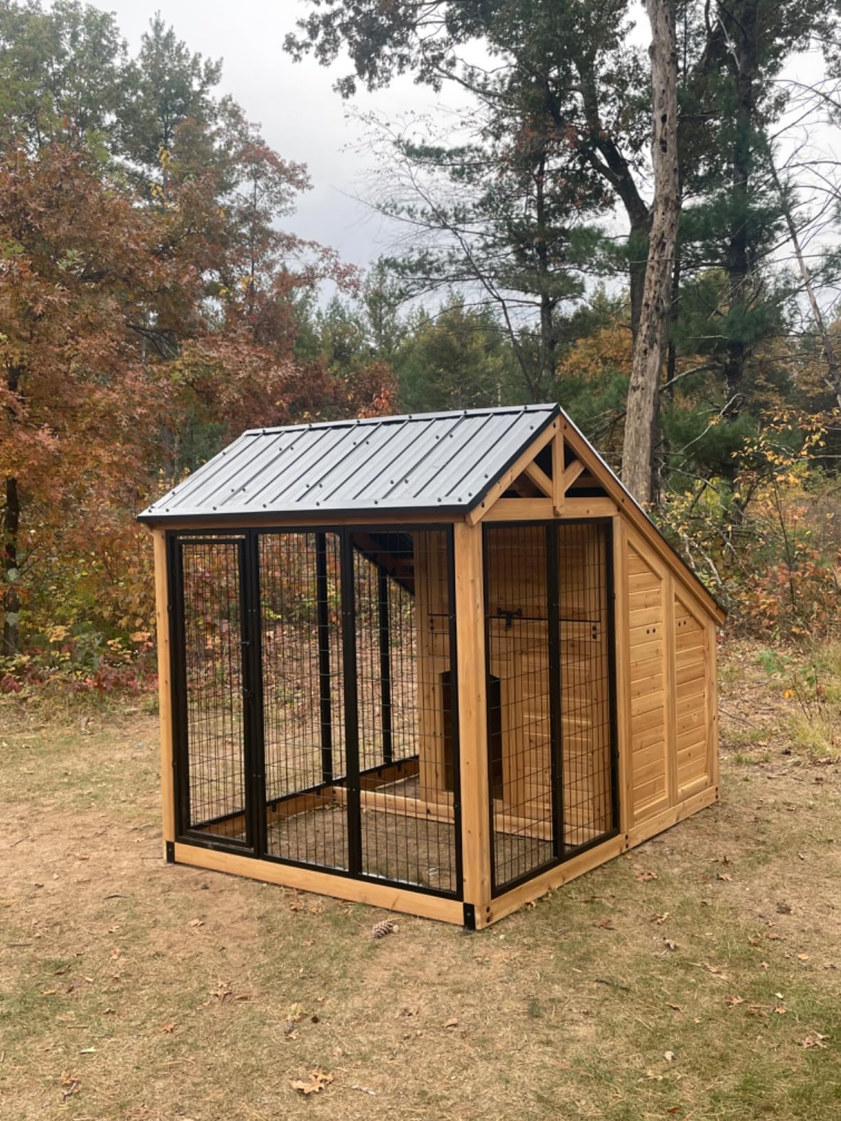 Backyard Discovery 7' x 5' Waggin' Retreat Cedar Wood Large Dog Kennel with Galvanized Steel Roof, Feeding Door, Doghouse Back Door, Water and Food Tray, Secure Lock Gate for Safe Outdoor Pet Shelter customer photo 1
