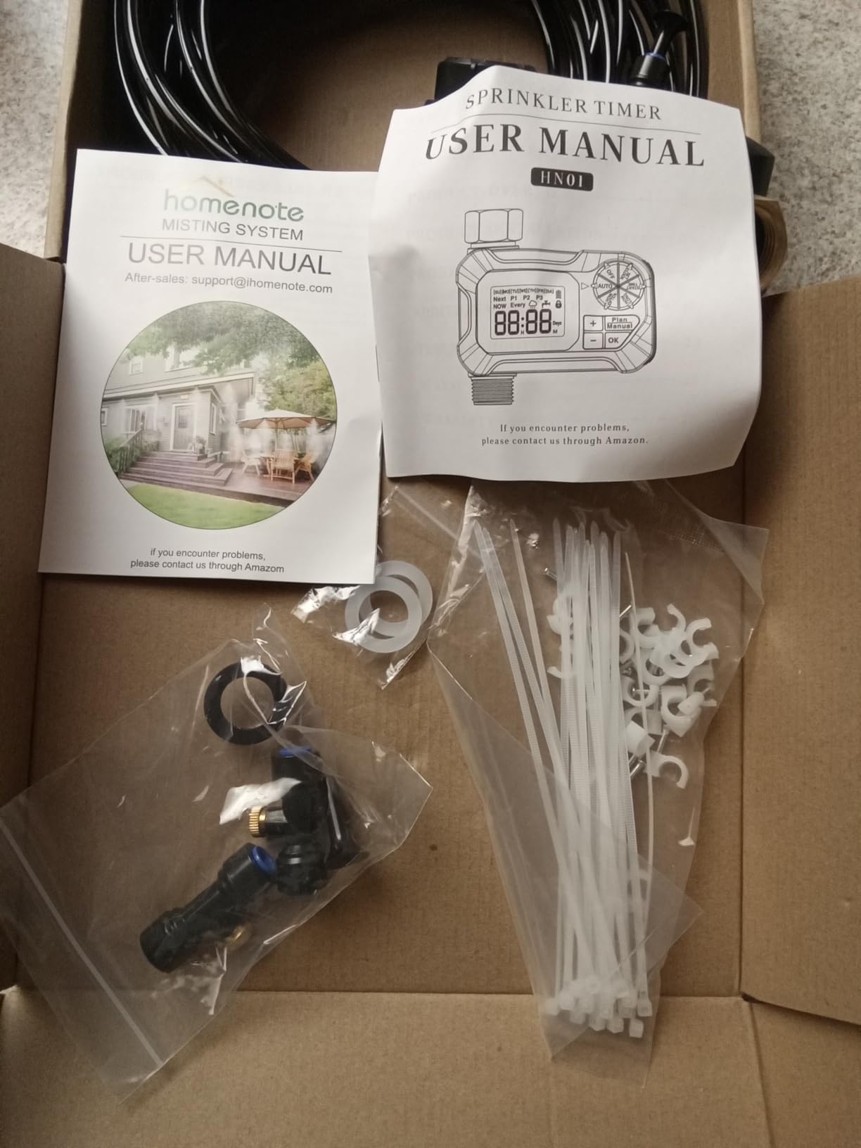 homenote Automatic Misting Cooling System with Timer, 46FT Misting Line, 10 Brass Nozzles, and 3/4