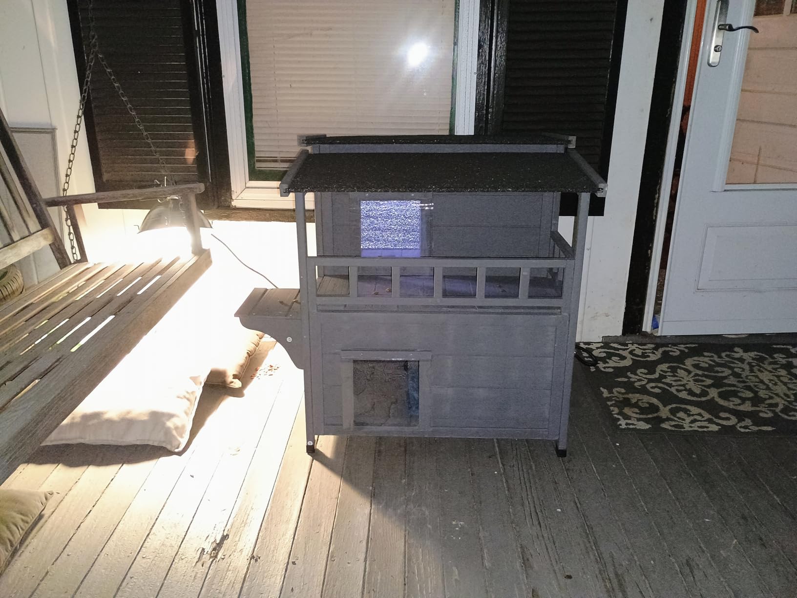 Heated Cat House for Outside - 2 Story Cat Houses for Outdoor Cats, Wooden Outdoor Cat House Weatherproof, Warm Insulated Cat Houses with Balcony, Winter Feral Cat Shelter with Heating Pad customer photo 1