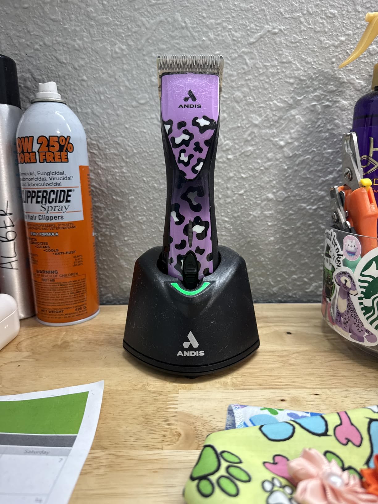 Andis 561458 Pulse Zr II Gabriel Feitosa Edition 5-Speed Detachable Blade Clipper, Cordless Animal/Dog Grooming, Removable Lithium Ion Battery, LED Charge Light, Wild Colorway customer photo 2