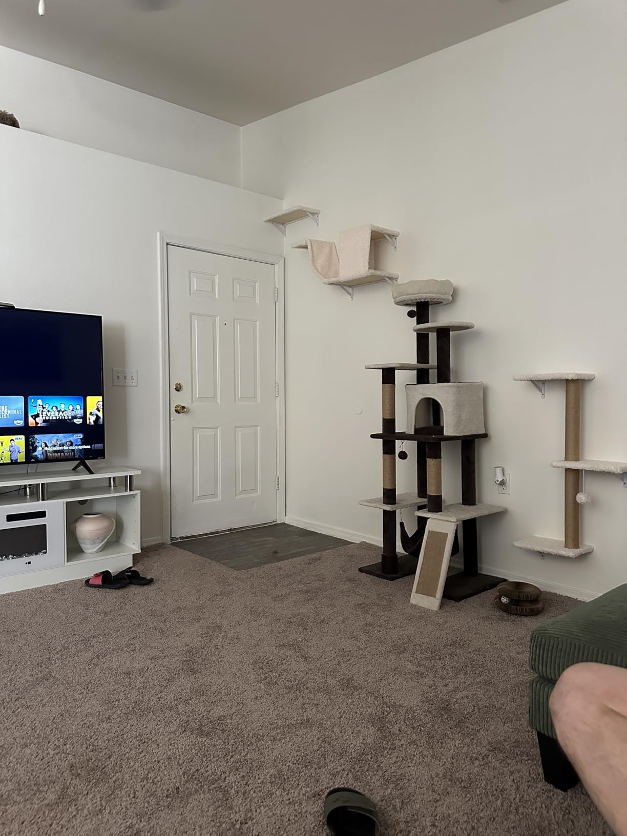 FUKUMARU Cat Wall Shelves, Stable & Safe 5 in 1 Cat Walls Furniture Set, Wooden Kitten Climbing Wall with Scratching Post for 16 Inch Drywall - Beige customer photo 1