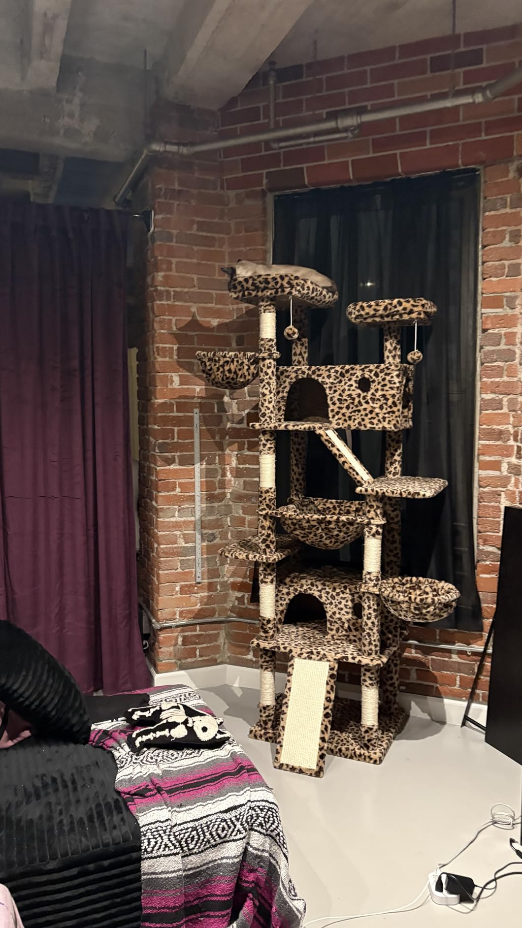 SHA CERLIN 81in Multi-Level Tall Cat Tree Tower for Indoor Kitties/Larger Cat Condo Furniture with Hammock/Cozy Pussycat Perches/Sisal Scratching Posts/Pet House/Wide Base/Grey customer photo 2