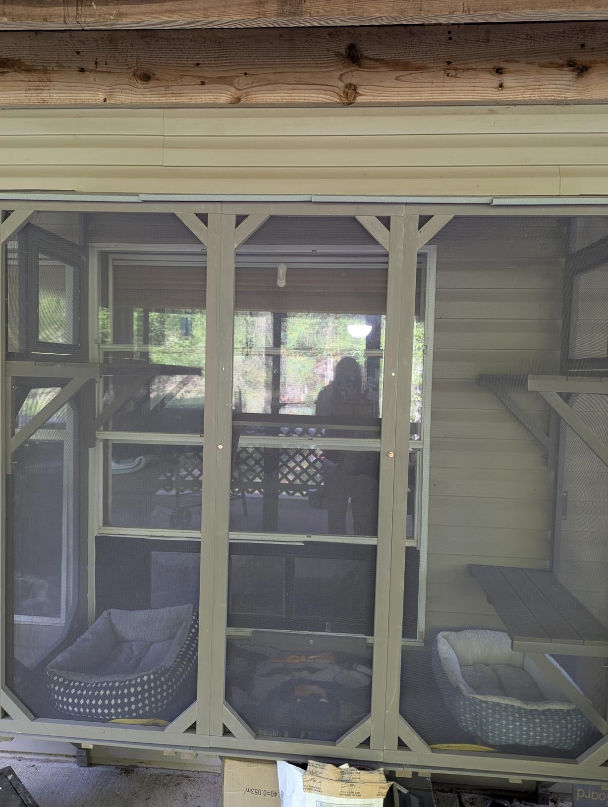 PetsCosset Cat Window Box Wooden Window Catio for Indoor Cats, Cat Enclosure with 4 Platforms & 3 Doors, Wall-Mounted Perch for Sunbathing, Play & Tunnel Connection, All-Weather Use, Keeps Insects Out customer photo 2
