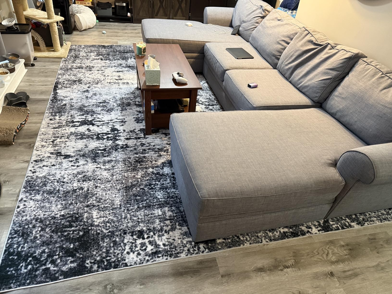 5x7 Area Rug Living Room Rug: Washable Modern Abstract Soft Thin Rug Indoor Floor No Slip Stain Resistant Carpet for Bedroom Dining Room Farmhouse Nursery Home Office - Black customer photo 2