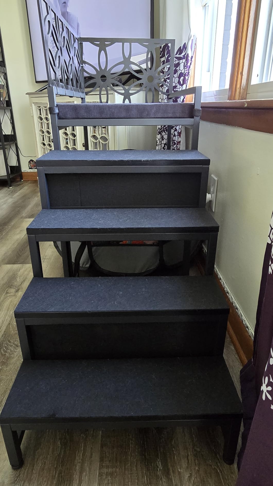 Saudism Pet Bunk Bed with Removable Stairs and 2 Drawers, Dogs/Cats Window Perch, Dog Window Seat with Soft Cushion, Ultra-Shallow Steps, Sturdy Metal Frame, Non-Slip, Load Capacity 60 LBS customer photo 2