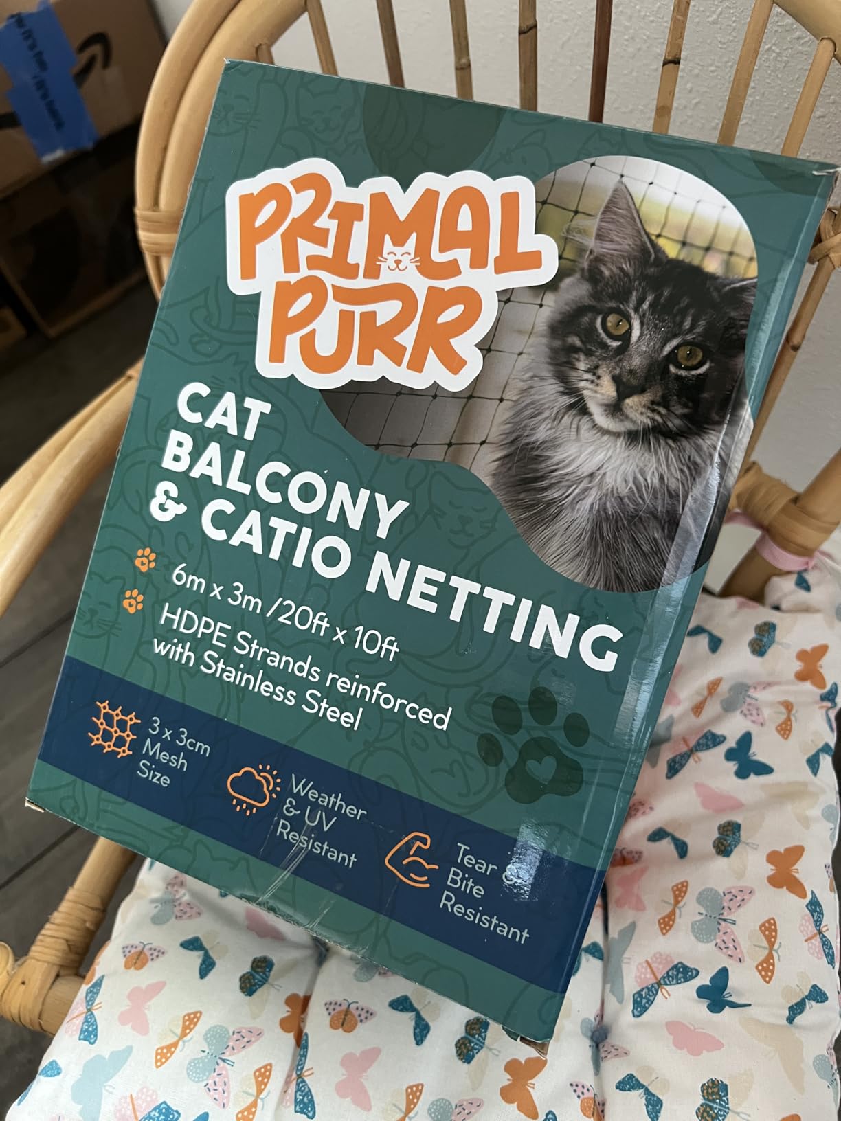 Steel Reinforced Cat Netting for Balcony - 10ft x 20ft - Cat Net for Catio - Safety Netting for Pets - Animal Proof Screen - Strong Pet Net - Kitten Balcony Protection - Barrier for Animals Fence customer photo 2