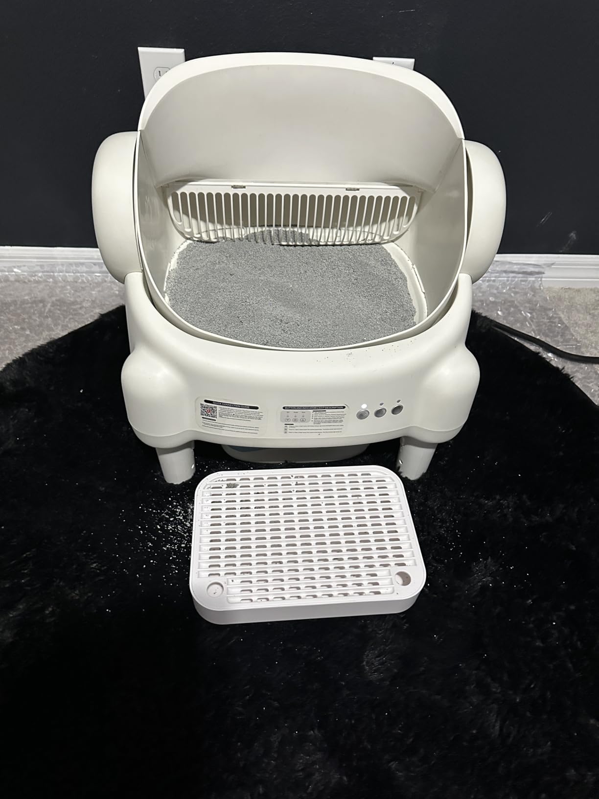 PARUUNTYS Self Cleaning Litter Box, Open Top Automatic Litter Box with App Control for Multiple Cats, Safety Sensors Protection, Odor Control, Includes 2 Roll Liners, Large Waste Bin, Cream White customer photo 1