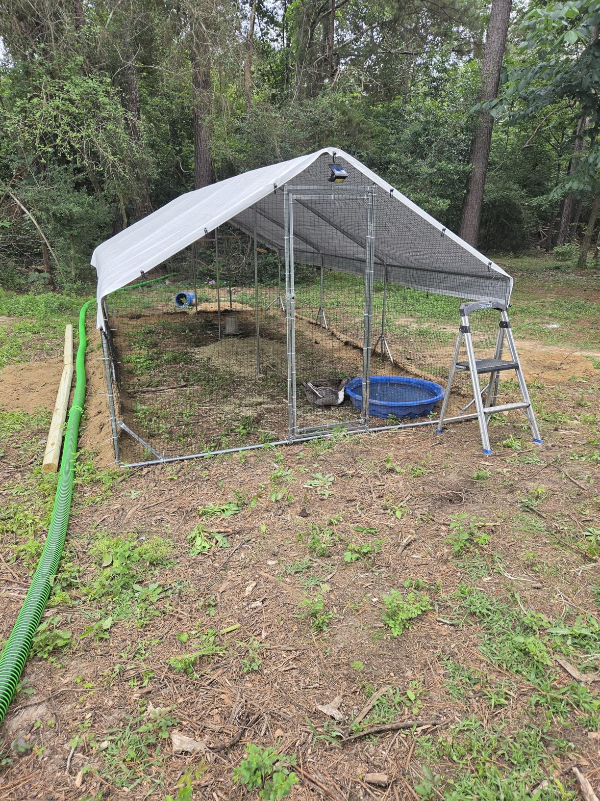 Large Chicken Coop with Chicken Run & Hardware Cloth, Solar Light, Waterproof & UV-Resistant Cover, Outdoor Poultry Cage for Farm Use, 2 Room customer photo 1