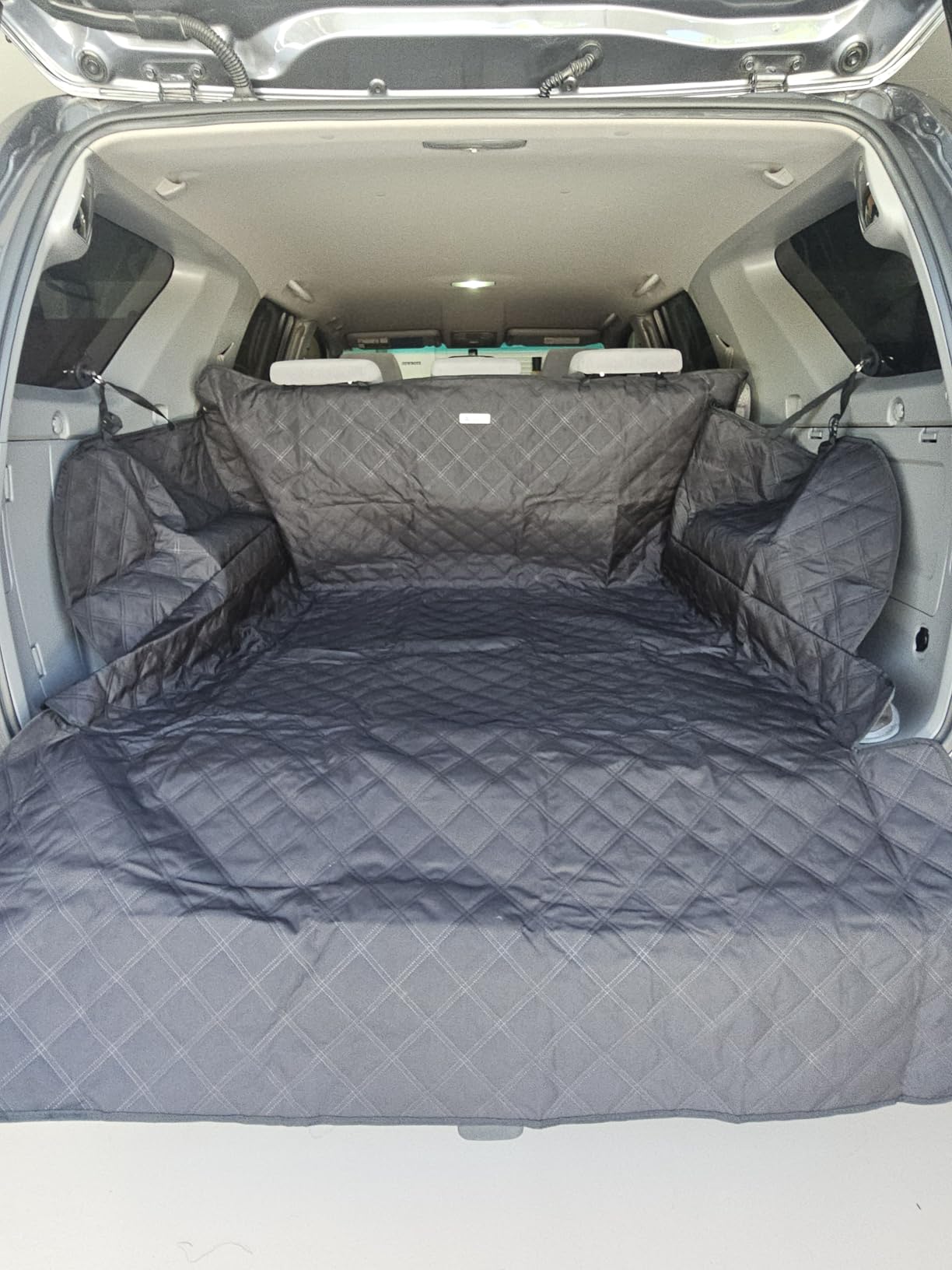 ALLANSING SUV Cargo Liner for Dogs - Heavy-Duty 900D Oxford Waterproof Pet Cargo Protector with 3-Sided Zippered All-Round Protection & TPU Suction Cups, Fits Midsize & Large SUVs and Minivans customer photo 2