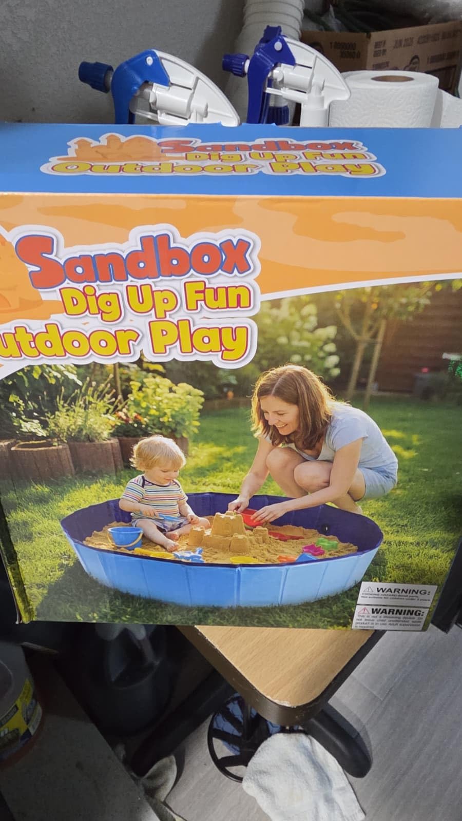Foldable Sandbox for Kids, Large 48x48in Sand Box Toys for Kids Ages 3-8, Portable Outdoor & Indoor Sand Pit for Backyard, Balcony, Beach, Camping, Waterproof PVC Material with Drain Hole customer photo 1