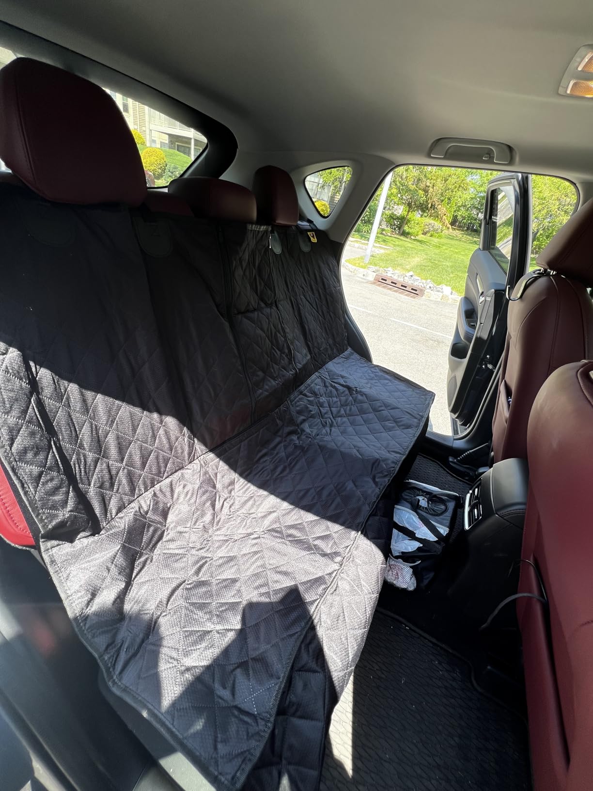 Bark Lover Dog Car Seat Cover for Back Seat, Upgraded Thickened Matte Fabric, Waterproof Backseat Protector, Non-Slip Rear Seat Cover for Dogs & Kids, Armrest Compatible, Fits Most Cars SUVs & Trucks customer photo 1