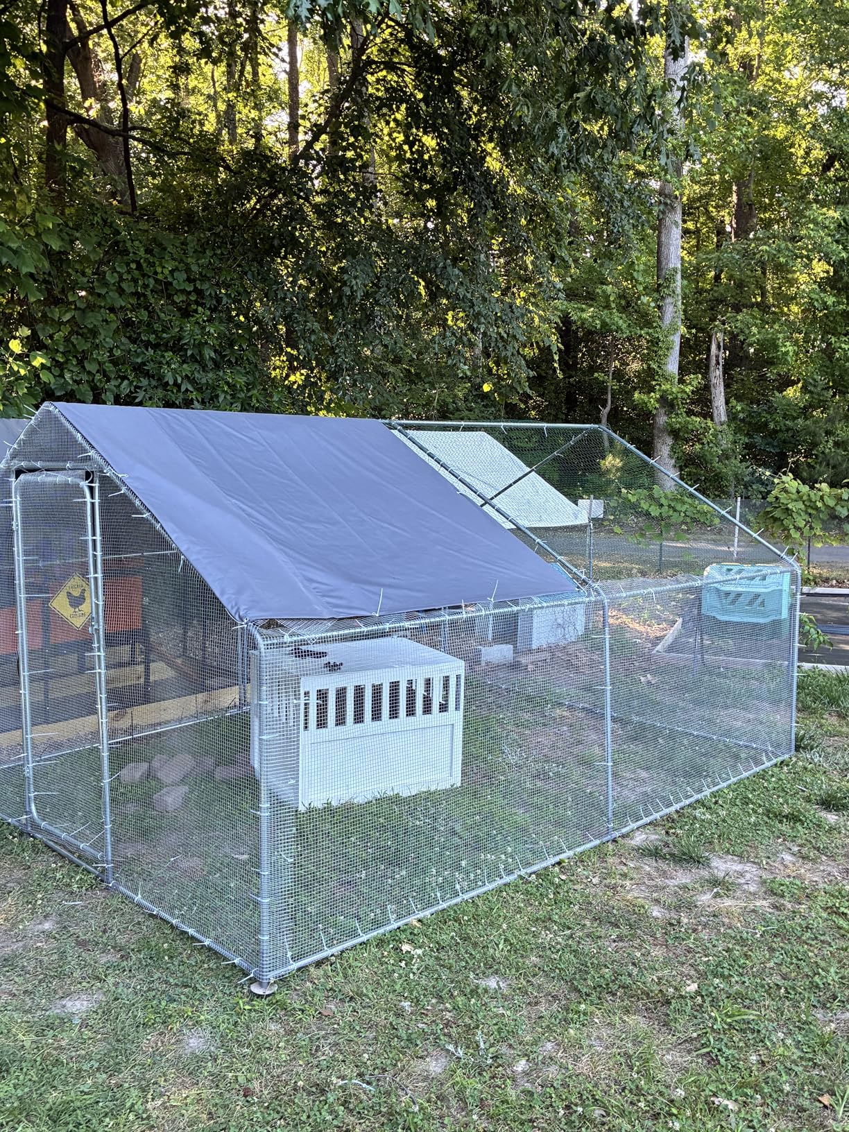 COMHOMA 13x10x6.6FT Large Metal Chicken Coop, Galvanized Steel Walk-in Chicken Run with Waterproof Roof & Lockable Door, Outdoor Poultry Cage for Hens, Ducks, Rabbits customer photo 2
