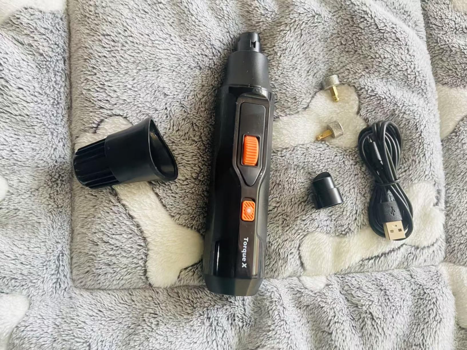 Torque X +30% Power Professional Dog Nail Grinder - Ultra-Quiet 30dB Dog Nail Trimmers, Powerful 7-Speed 16,000 RPM Motor (20k Force), Dual LED Lights, 12H+ Runtime, 3 Diamond Bits & Dust Cap customer photo 1