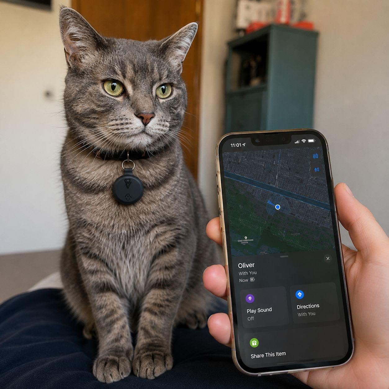 GPS Tracker for Dogs, Pet Location Finder, No Monthly Fee, No SIM Card, Works with Apple Find My App, Ultra-Slim IP68 Waterproof Anti-Lost Tag for Dogs, Cats, Keys, Bags and Luggage 1 Pc customer photo 2
