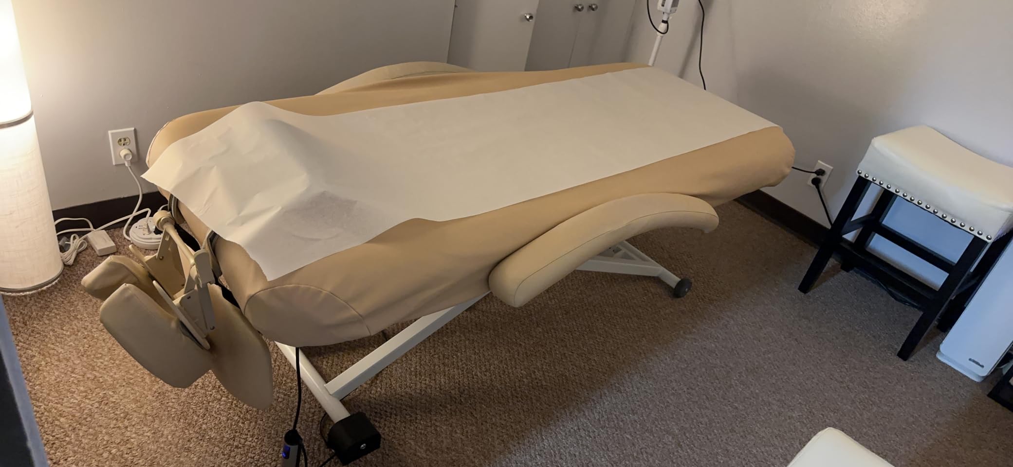Professional Electric Massage & Spa Table, Salon Top, Beige | Quiet German Motors, Adjustable Height by Foot Control, Backrest and Knee Section, ADA Compliant Esthetician Bed customer photo 1