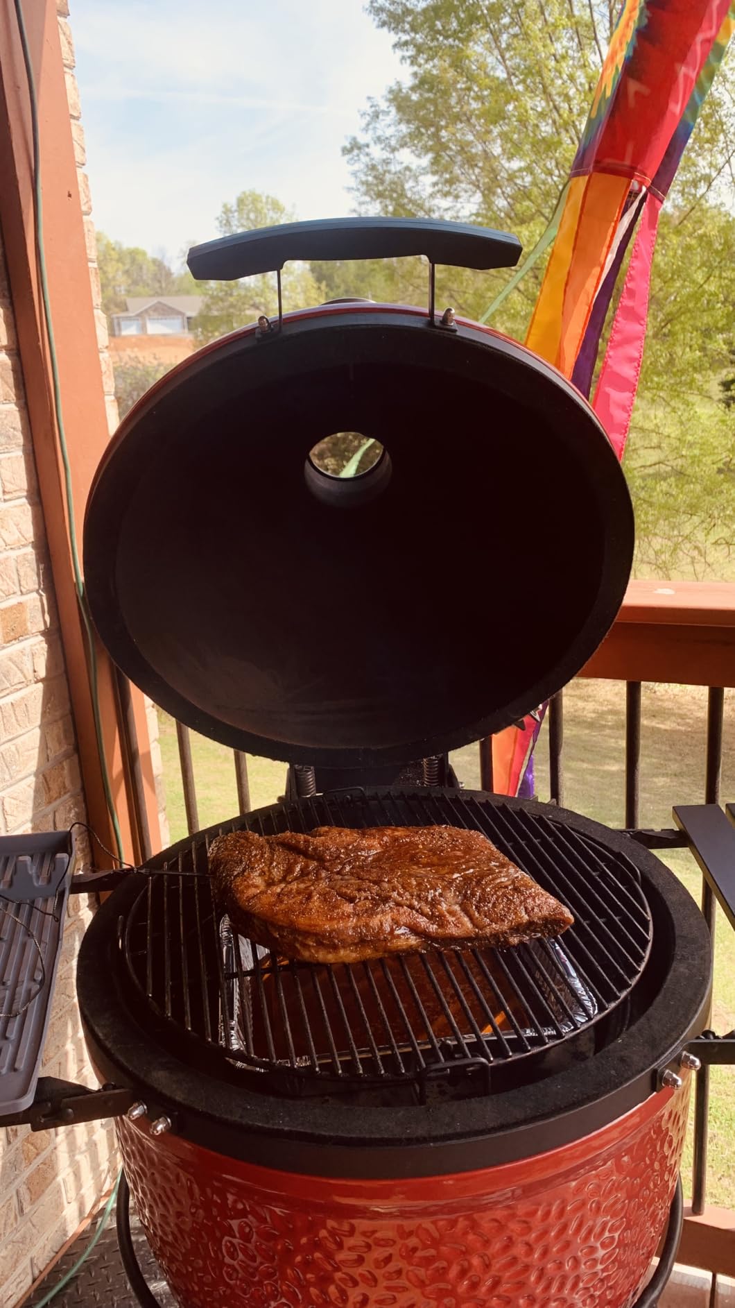 Kamado Joe® Classic Joe™ I Premium 18-inch Ceramic Charcoal Grill and Smoker in Red with Cart, Side Shelves, Grill Gripper, and Ash Tool. 250 Cooking Square Inches, 2 Tier Cooking System, Model KJ23RH customer photo 1