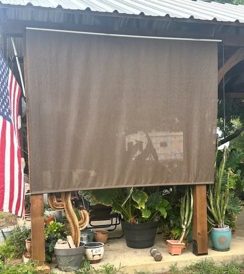 Exterior Roller Shade, Cordless Roller Shade with 90% UV Protection, No Valance, (8' W X 6' L), Mocha customer photo 1