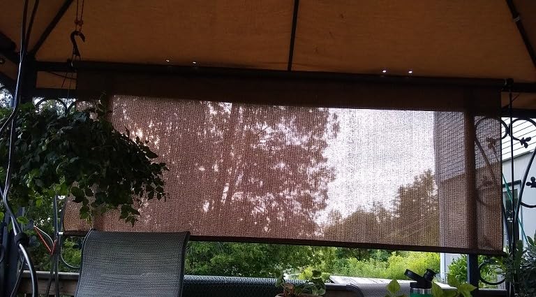 Exterior Roller Shade, Cordless Roller Shade with 90% UV Protection, No Valance, (8' W X 6' L), Mocha customer photo 2